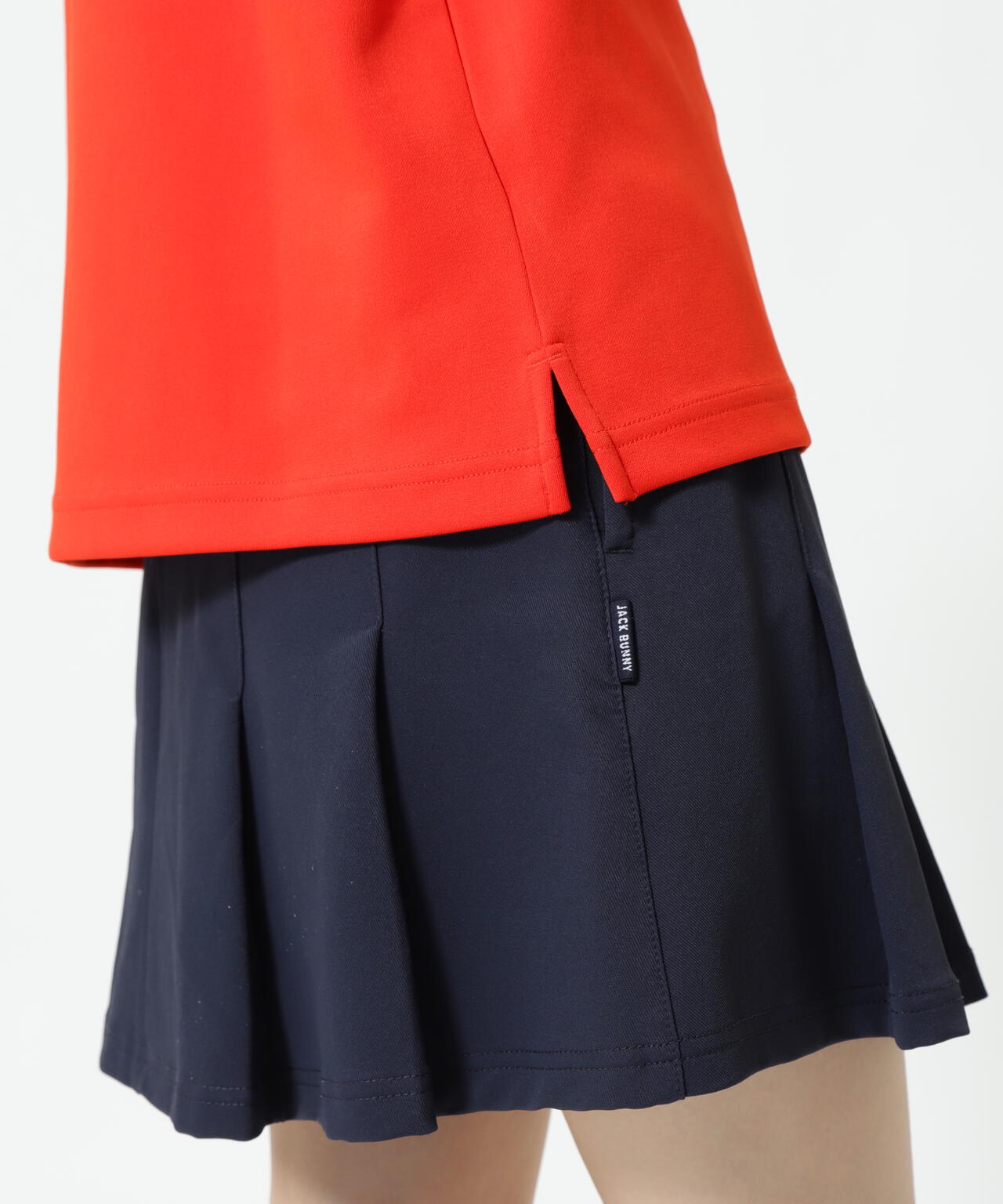 天竺ポンチ五分袖モックネック