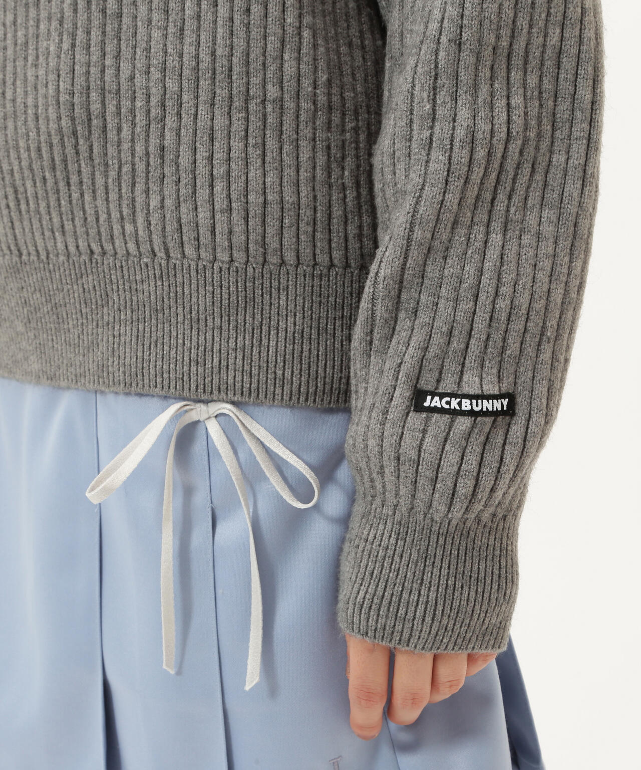 7G2PLY袋編み リボン付きクルーネックニットプルオーバー