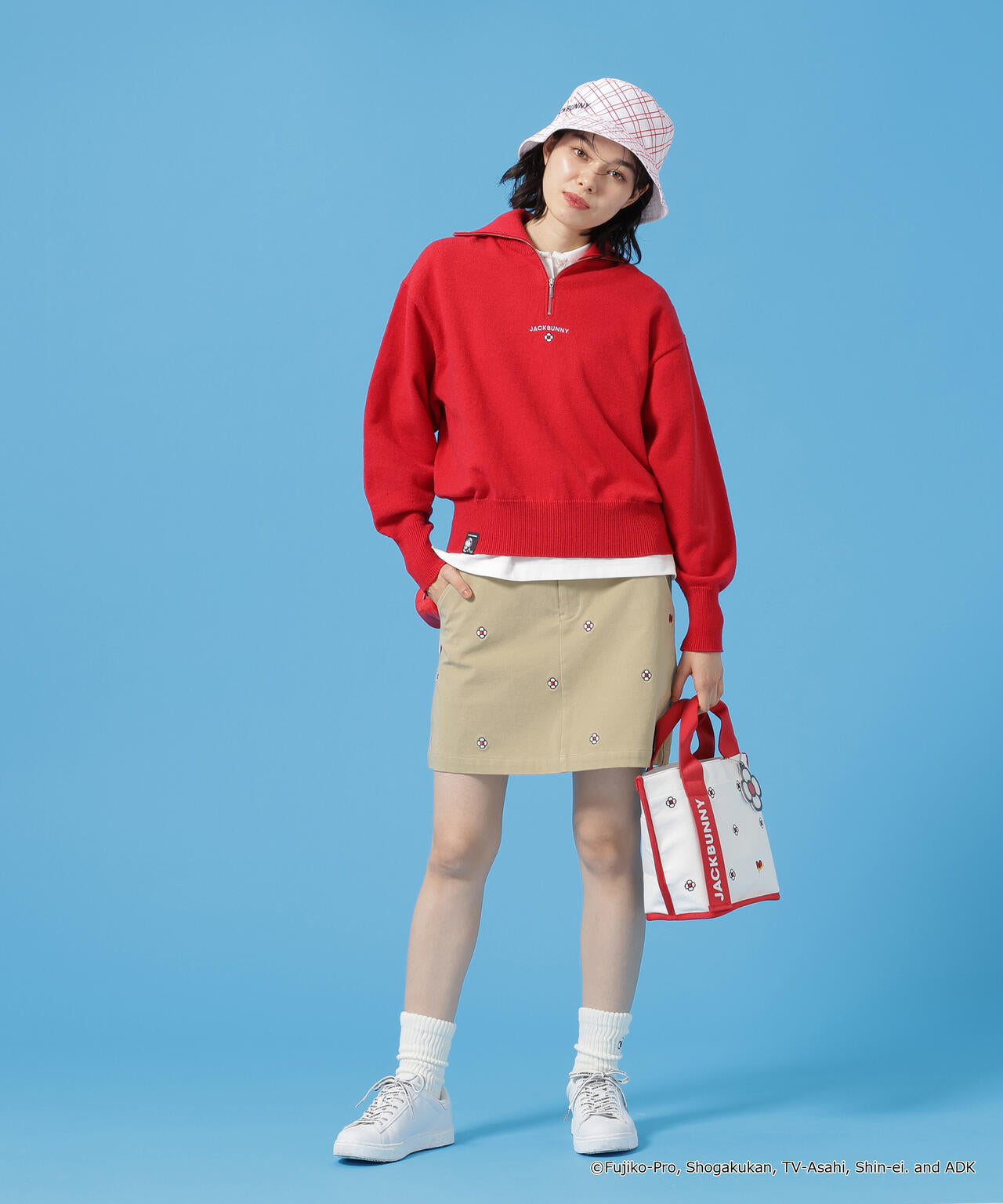 【ドラえもん】ダブルジャガードハーフジップニットプルオーバー