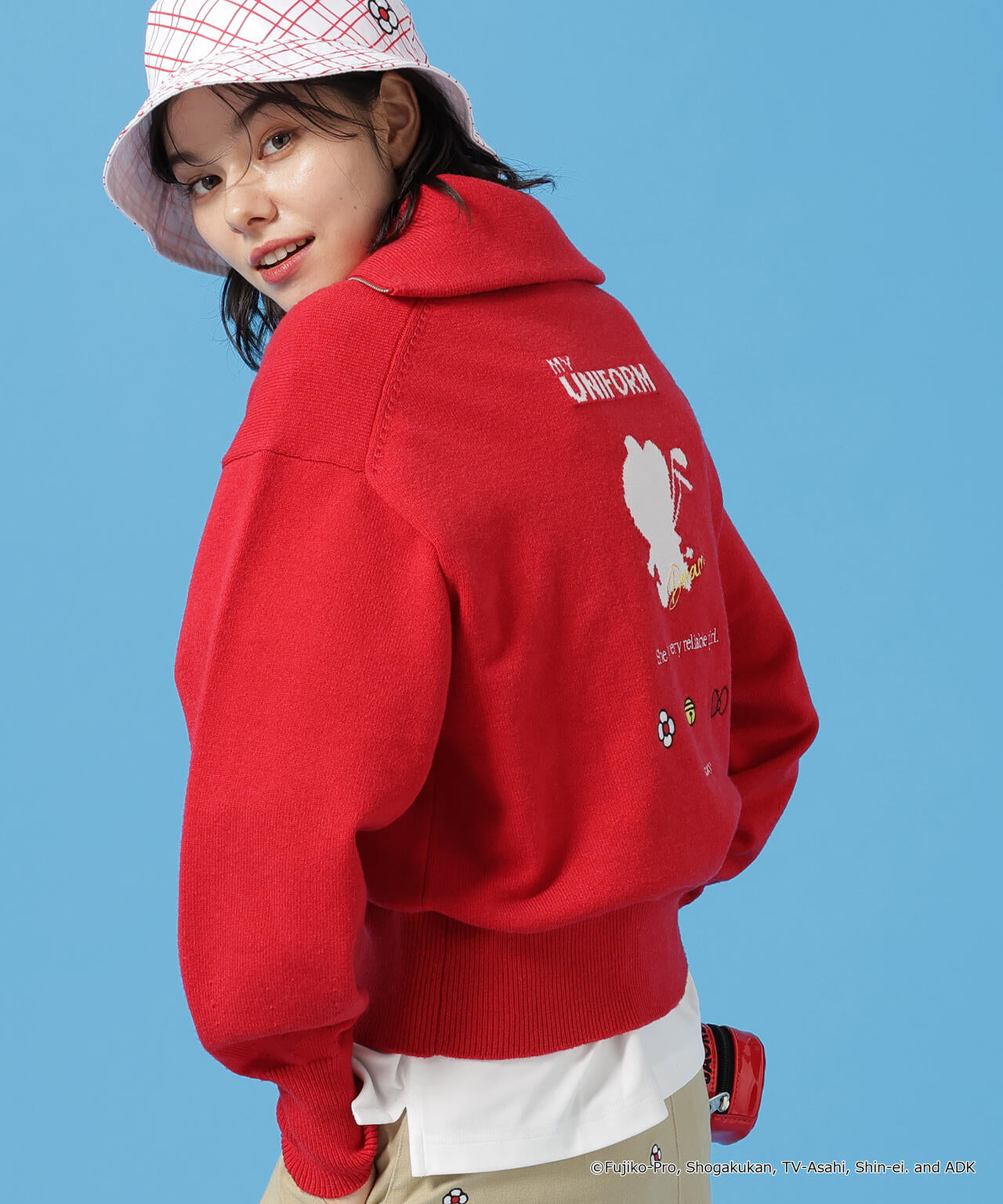 【ドラえもん】ダブルジャガードハーフジップニットプルオーバー