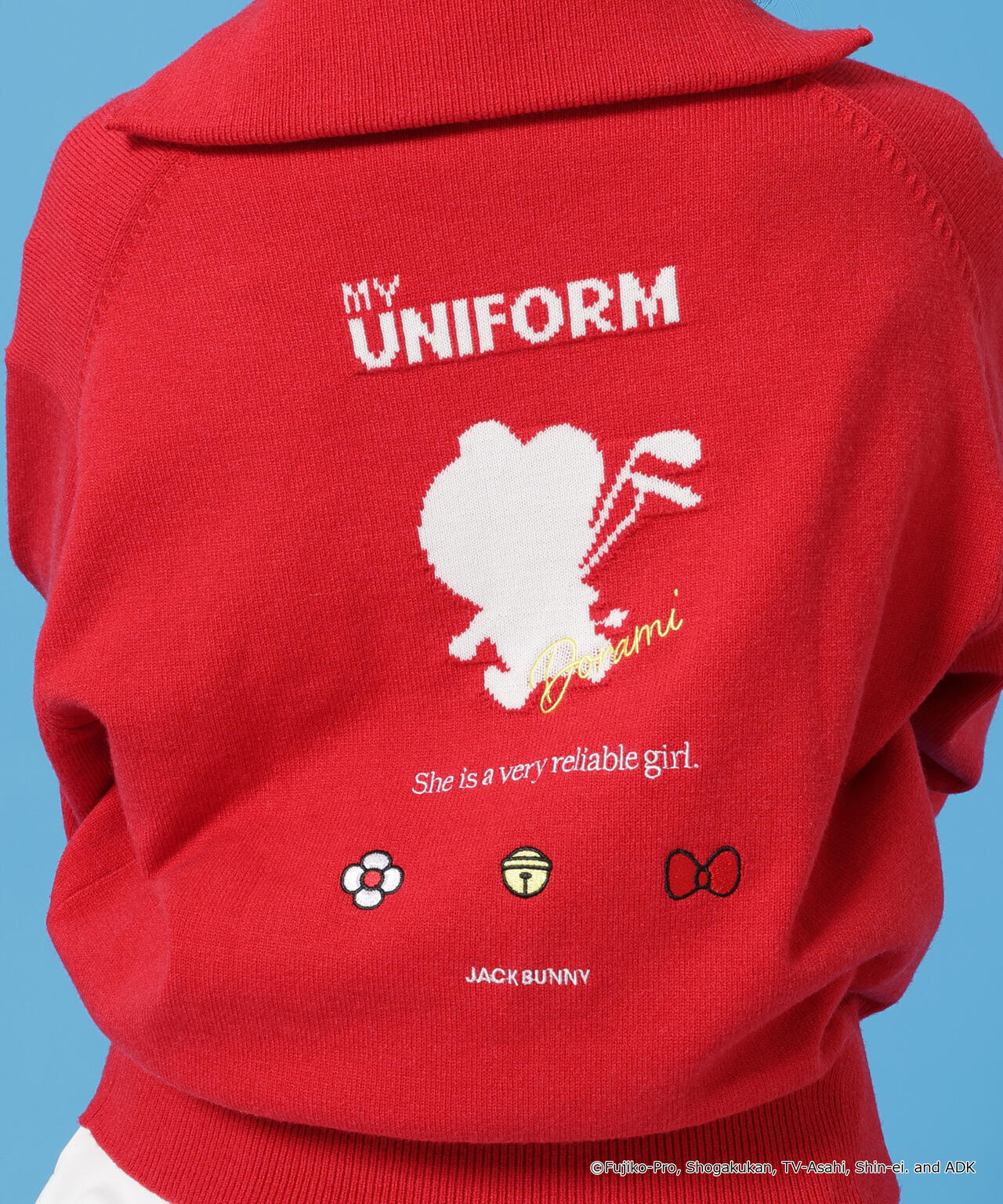 ドラえもん】ダブルジャガードハーフジップニットプルオーバー