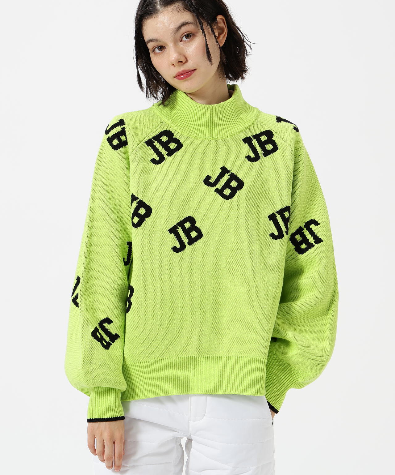 カジュアルモックネックニットプルオーバー