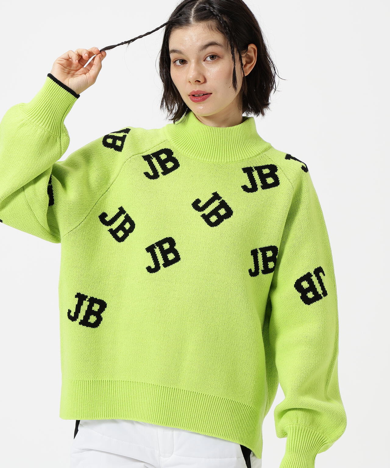 カジュアルモックネックニットプルオーバー