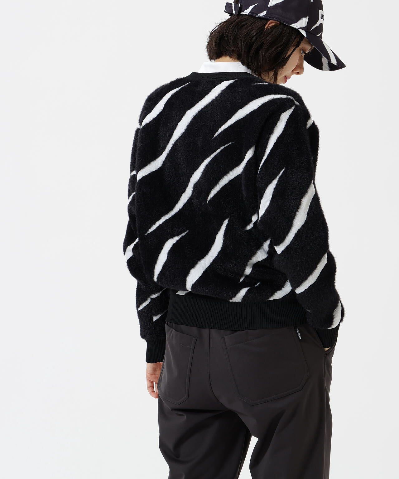 Jack Bunny!!/ジャックバニー クルーセーター【ブラック/６】美品！ 12Gダブルジャガードクルーネックニットプルオーバー | Jack