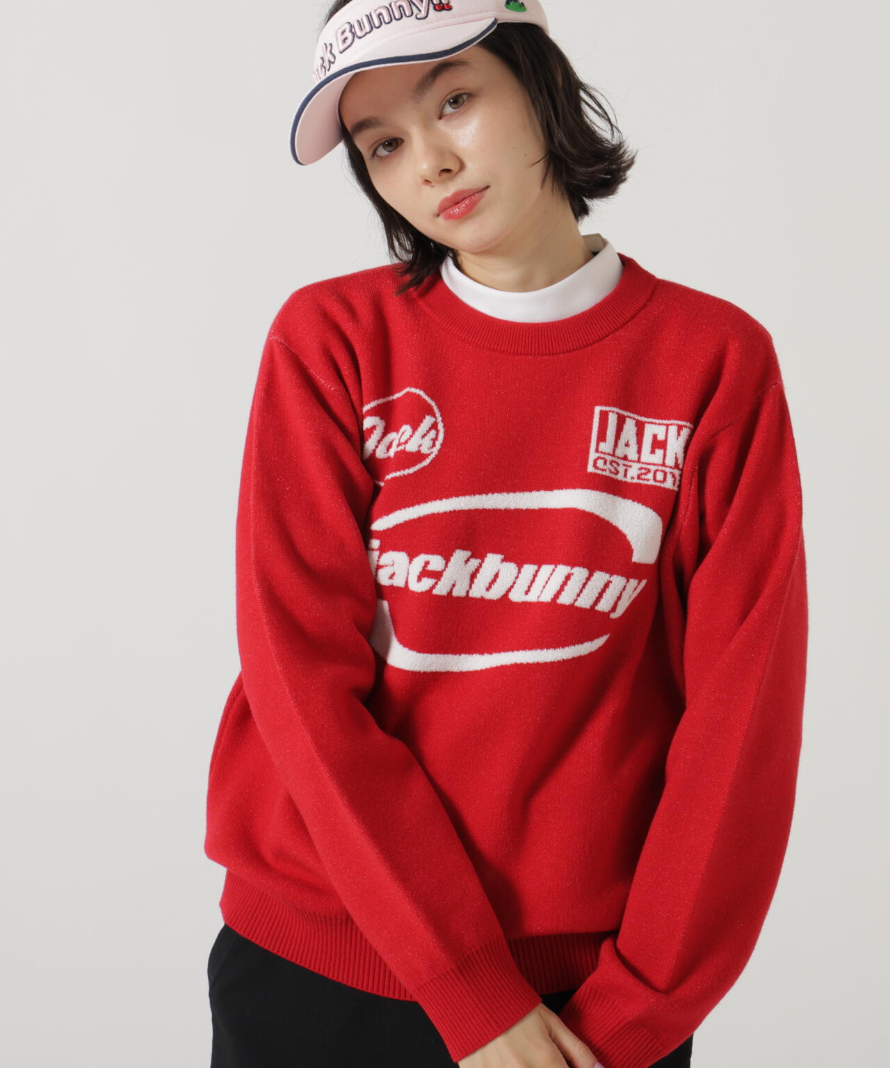 【佐久間朱莉プロコラボカラーあり】12Gダブルジャガードクルーネックニットプルオーバー