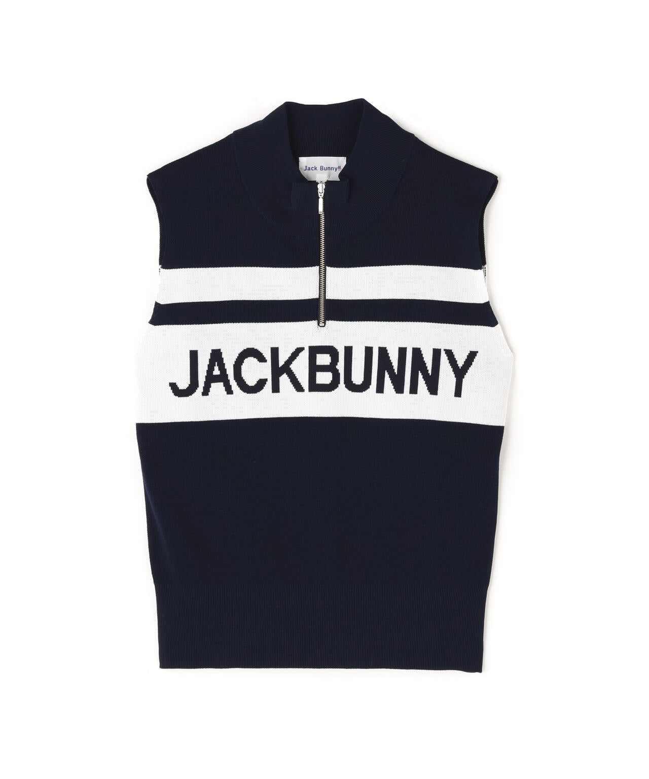 ハーフジップアップノースリーブニットプルオーバー