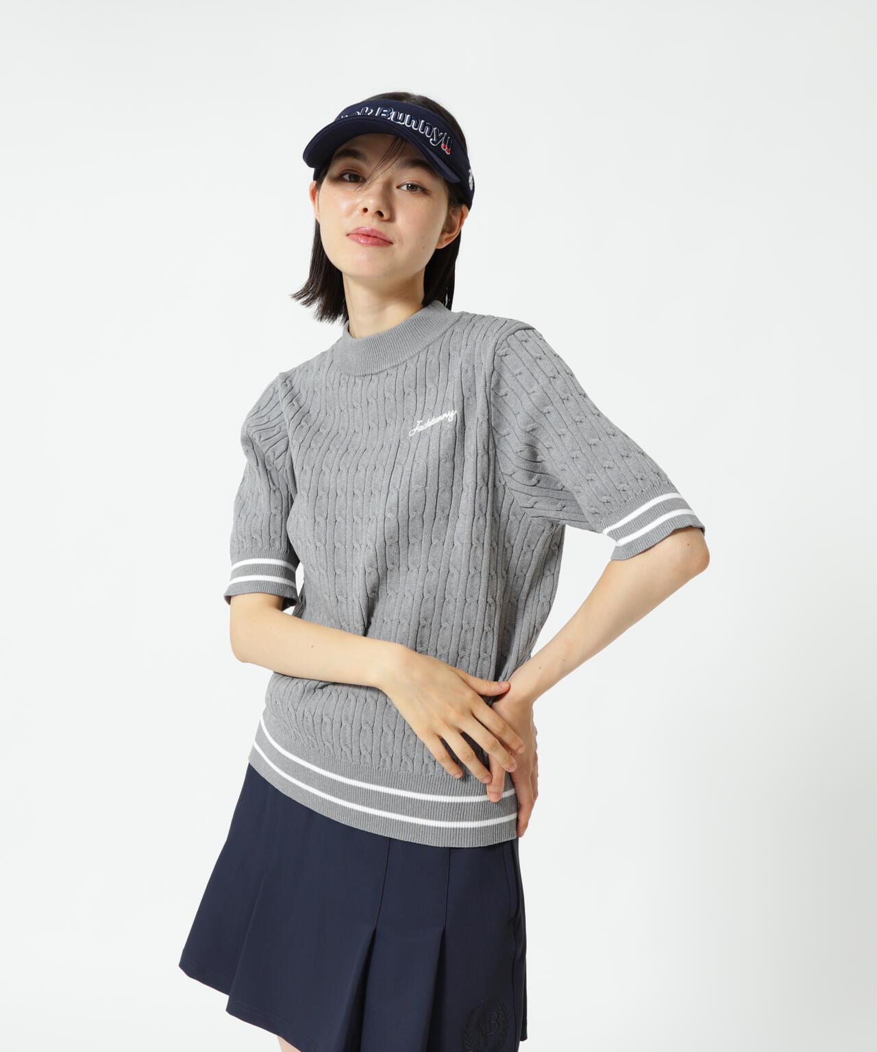 PEケーブル半袖モックネック