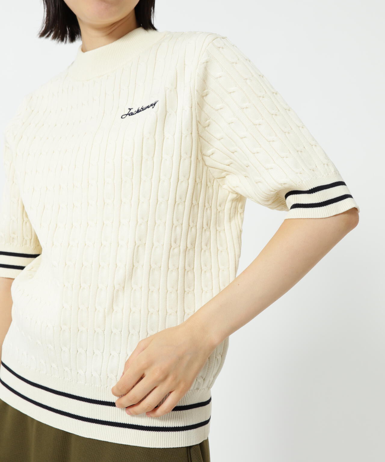 PEケーブル半袖モックネック