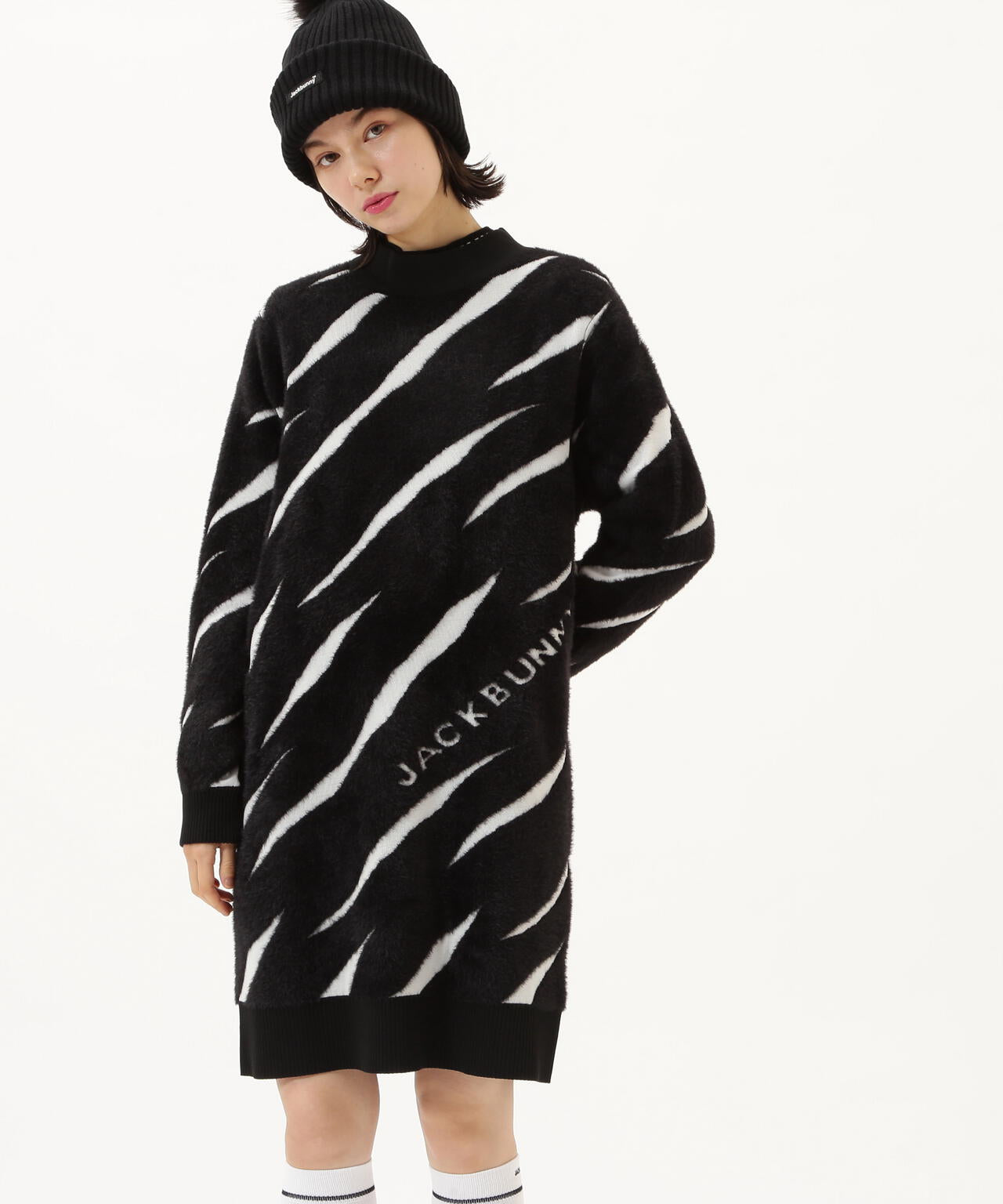 12Gダブルジャガードモックネックニットワンピース | Jack Bunny