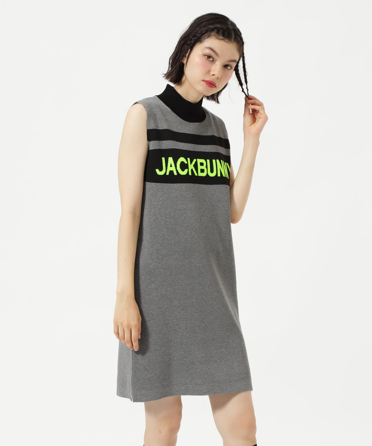 ノースリーブモックネックニットワンピース