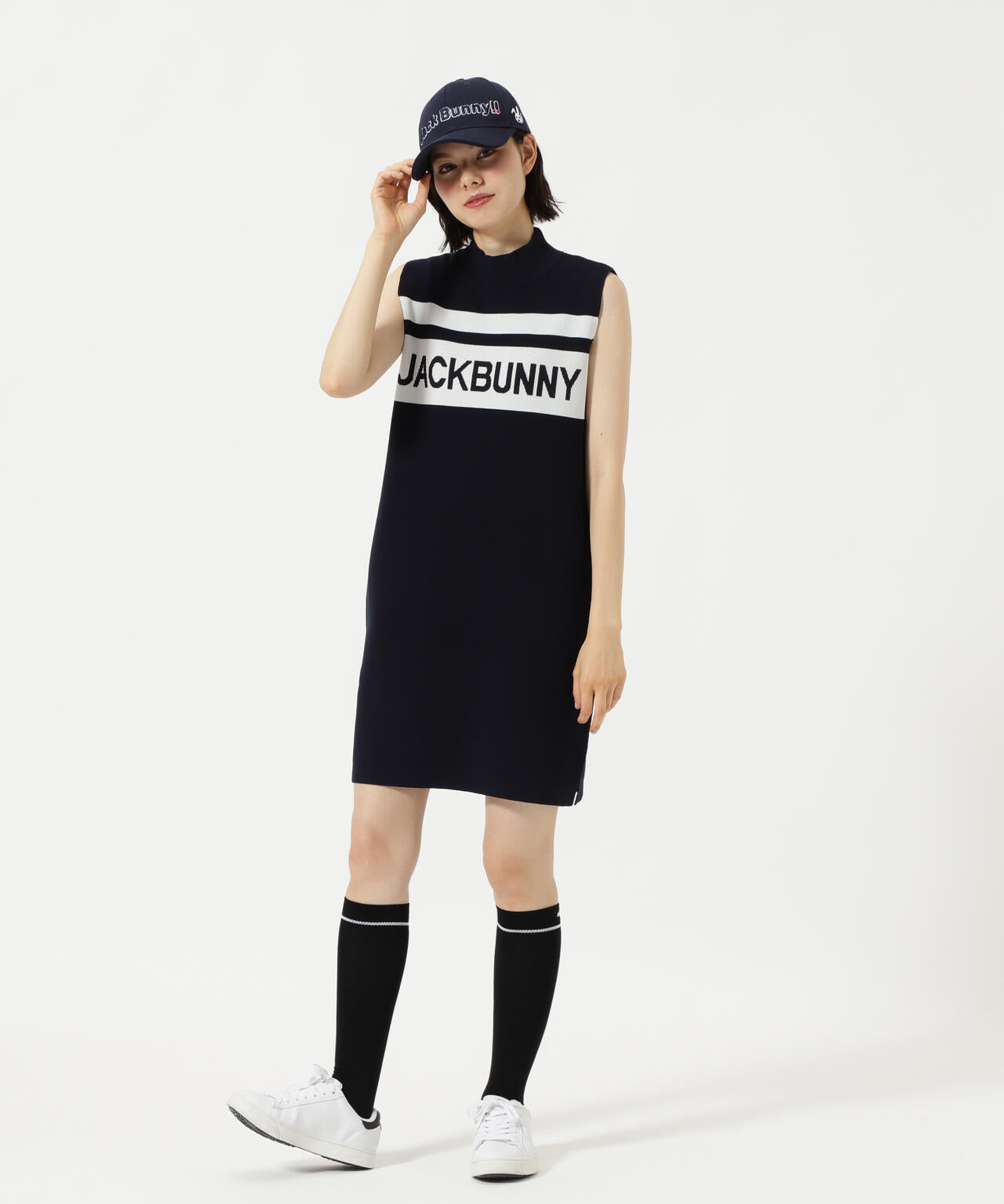 ノースリーブモックネックニットワンピース