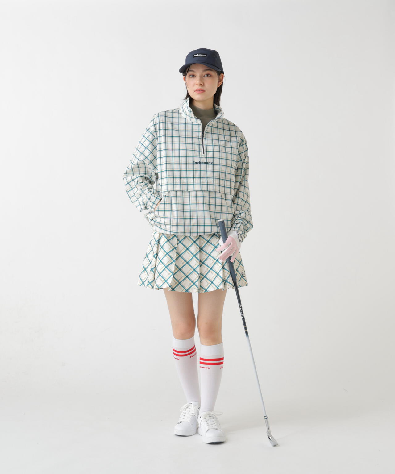 美品 ジャックバニー　スニード　ブルゾン　サイドジップ　撥水　チェック　Lサイズ チェックプリント ハーフジップブルゾン | Jack Bunny!!（ジャック