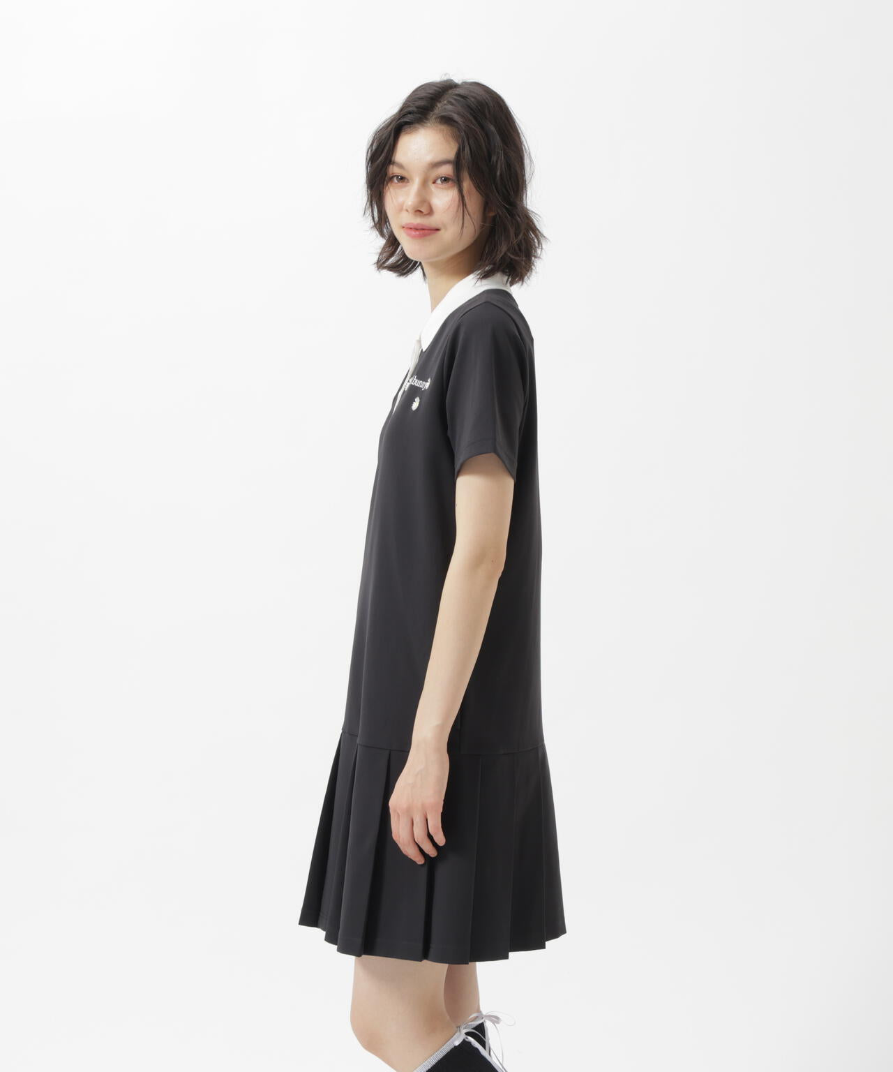 2WAYグリッドストレッチ Flower 半袖ポロワンピース | Jack