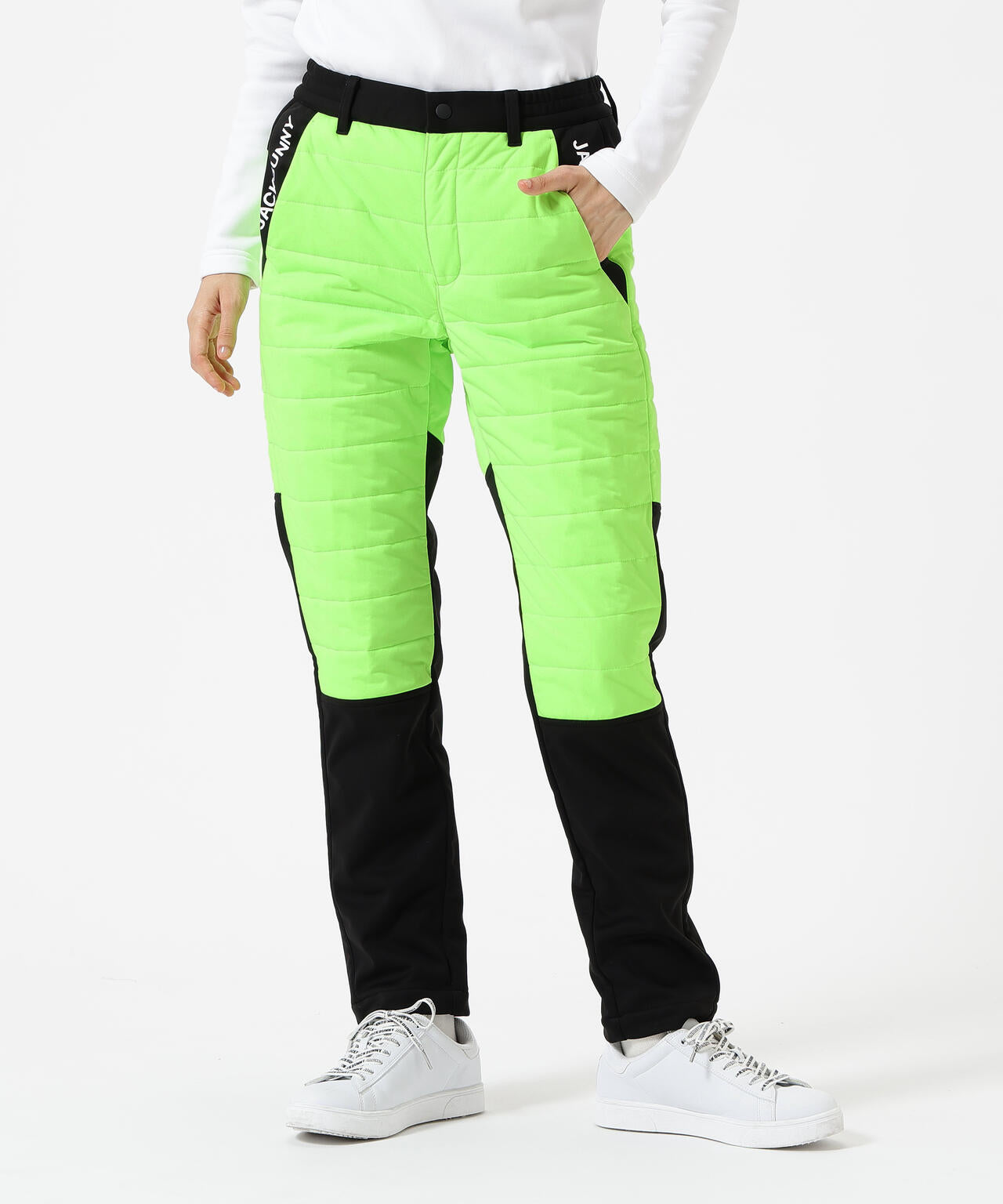 新品 パーリーゲイツ ジャックバニー PEスムース 中綿パンツ(4)サイズM/白 PEスムースラミネート中綿ロングパンツ | Jack Bunny!!（ジャック