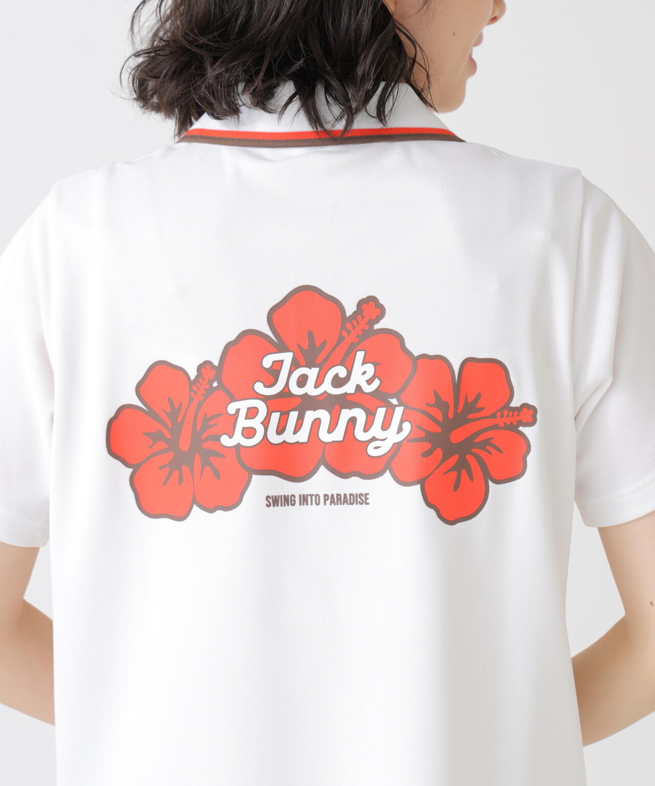 ウエブロンシングルカノコハイビスカスプリント半袖ポロシャツ | Jack