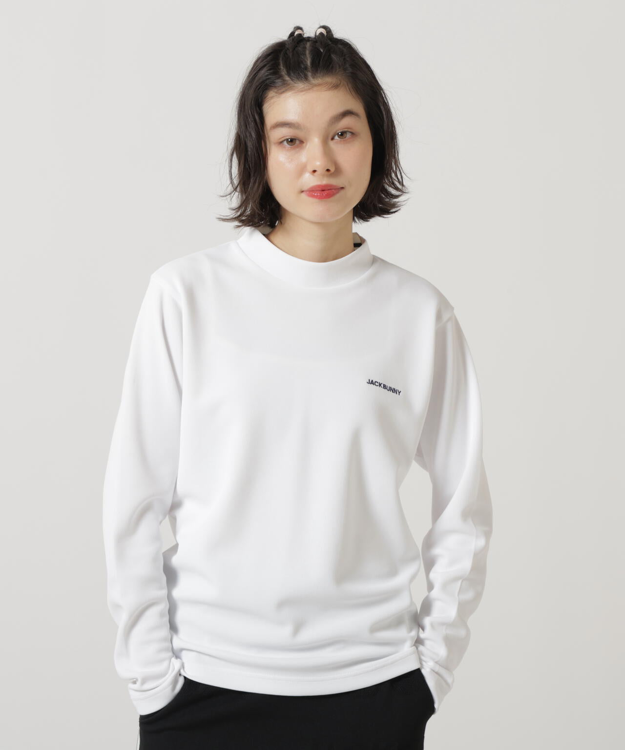 再再値下げ新品　ジャックバニー　モックネック6 裏起毛白ホワイト定価13200円 Octaダブルカノコ長袖モックネック | Jack Bunny!!（ジャックバニー