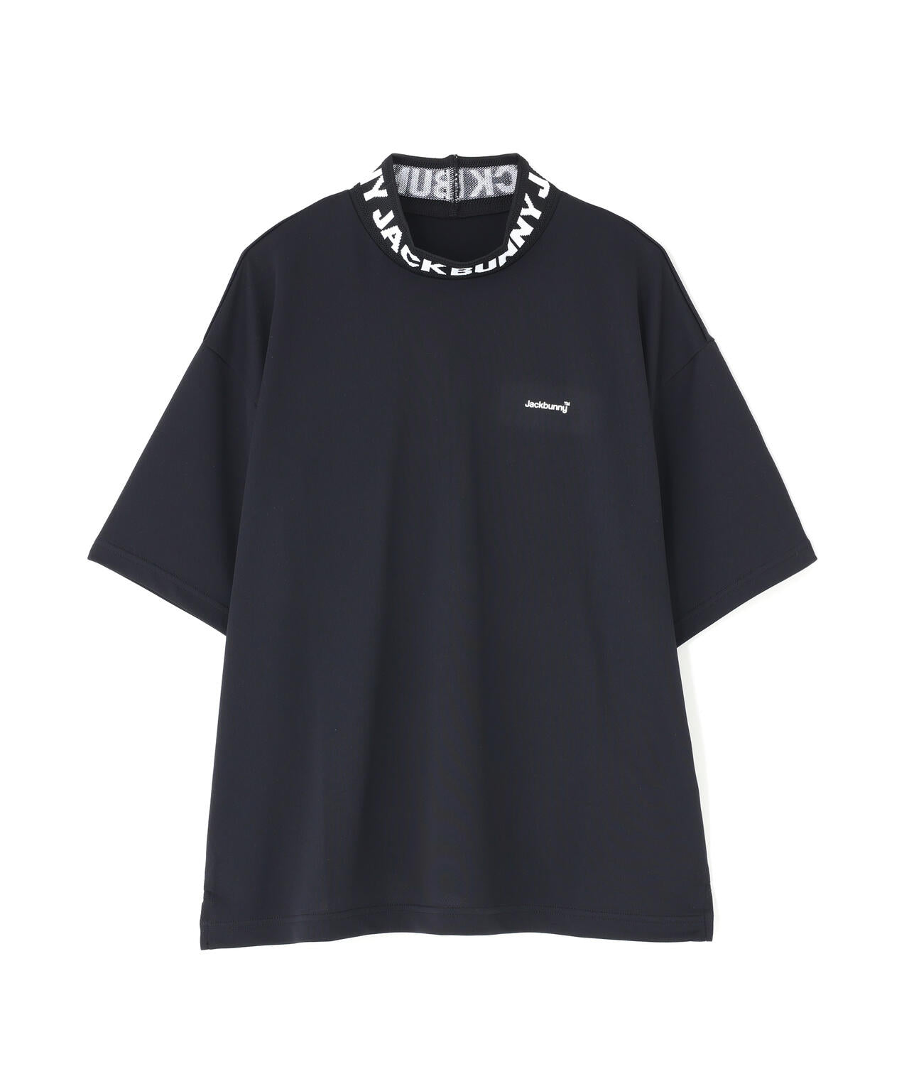 ロゴジャガード半袖モックネックカットソー