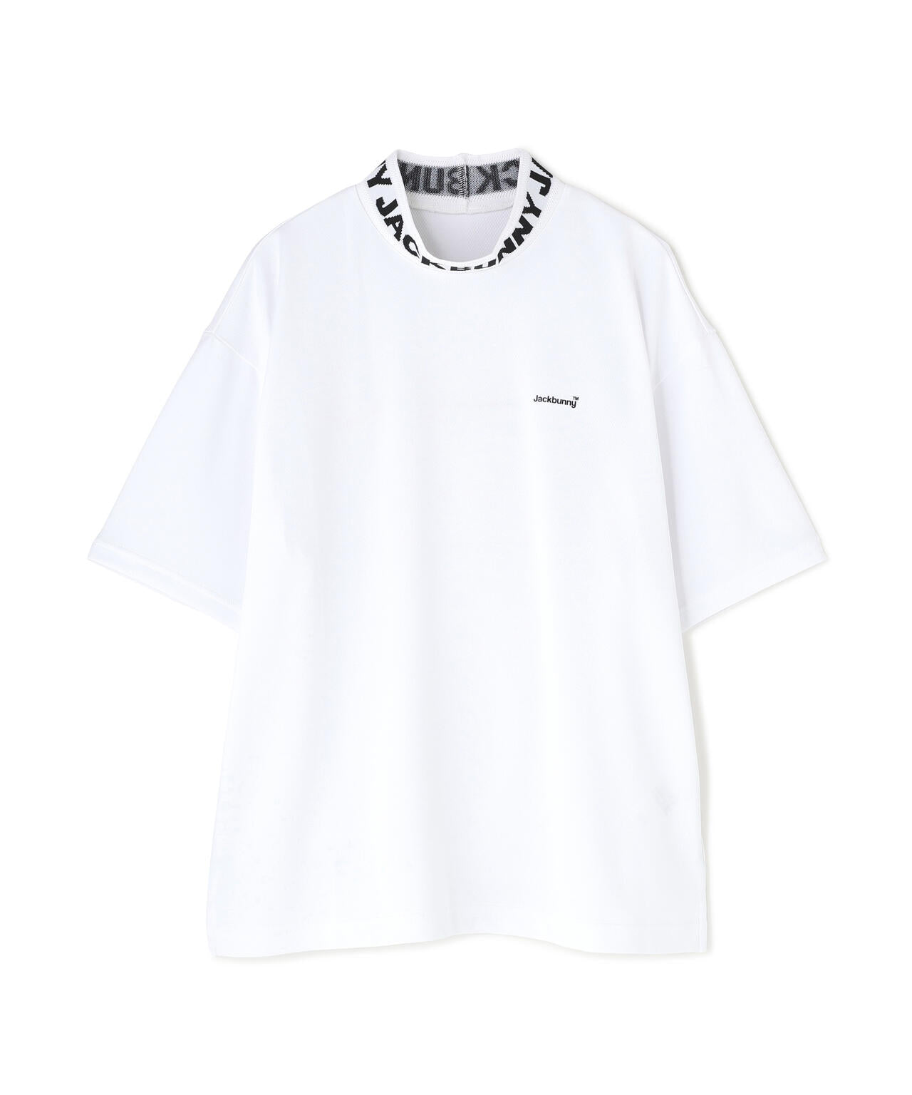 ロゴジャガード半袖モックネックカットソー