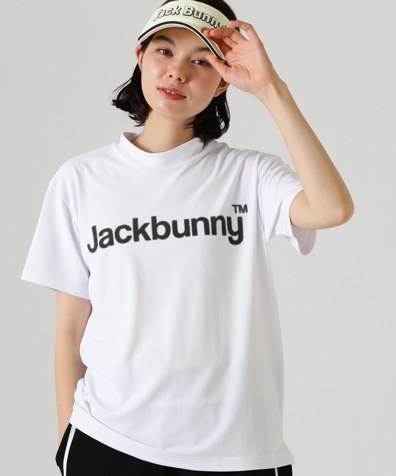 ハイストレッチ変形メッシュ半袖モックネックカットソー