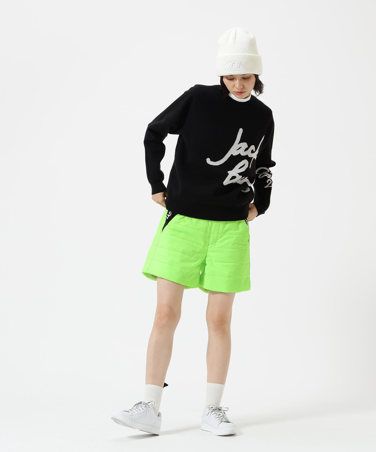 防風裏地付きクルーネックニットプルオーバー