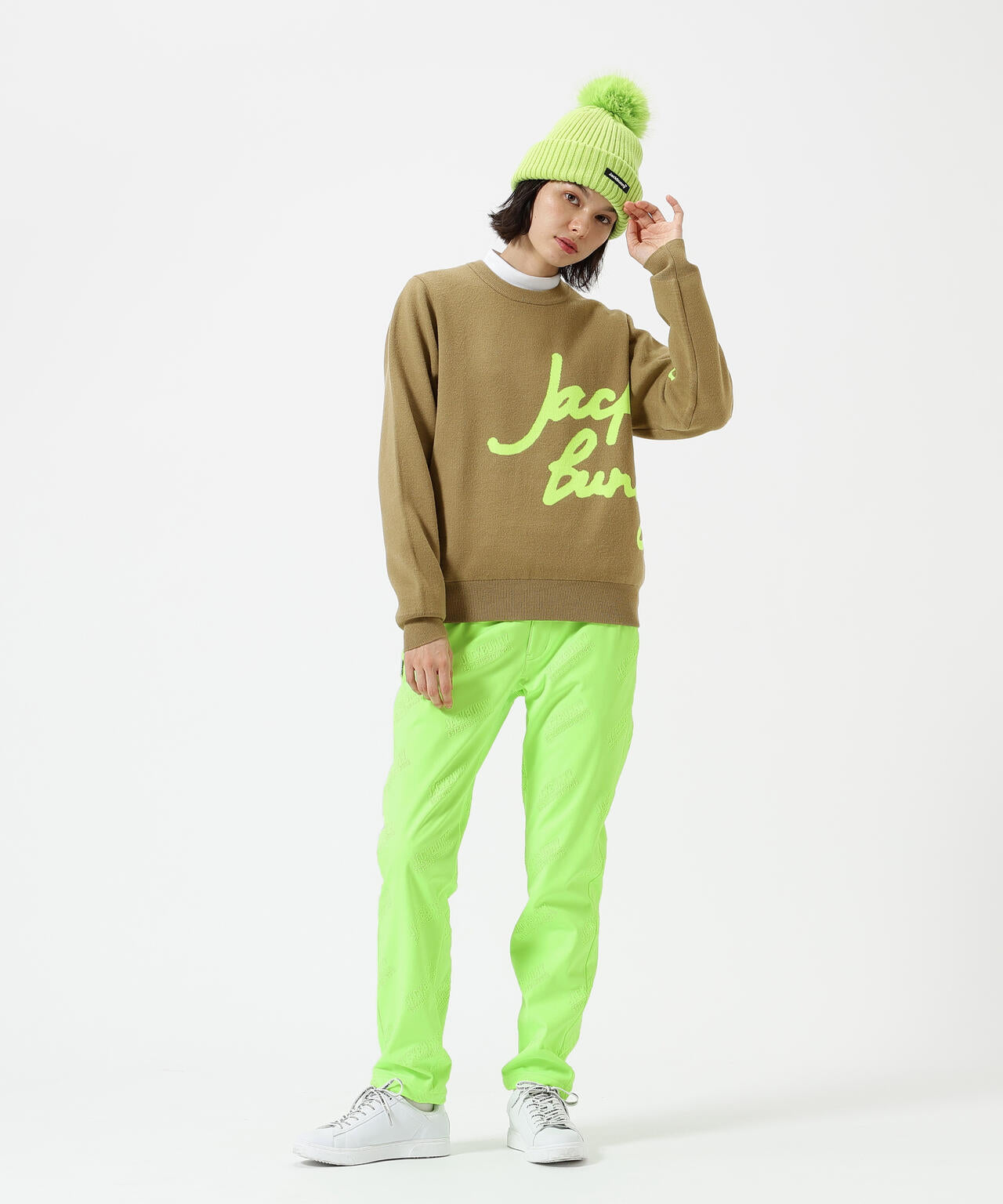 防風裏地付きクルーネックニットプルオーバー