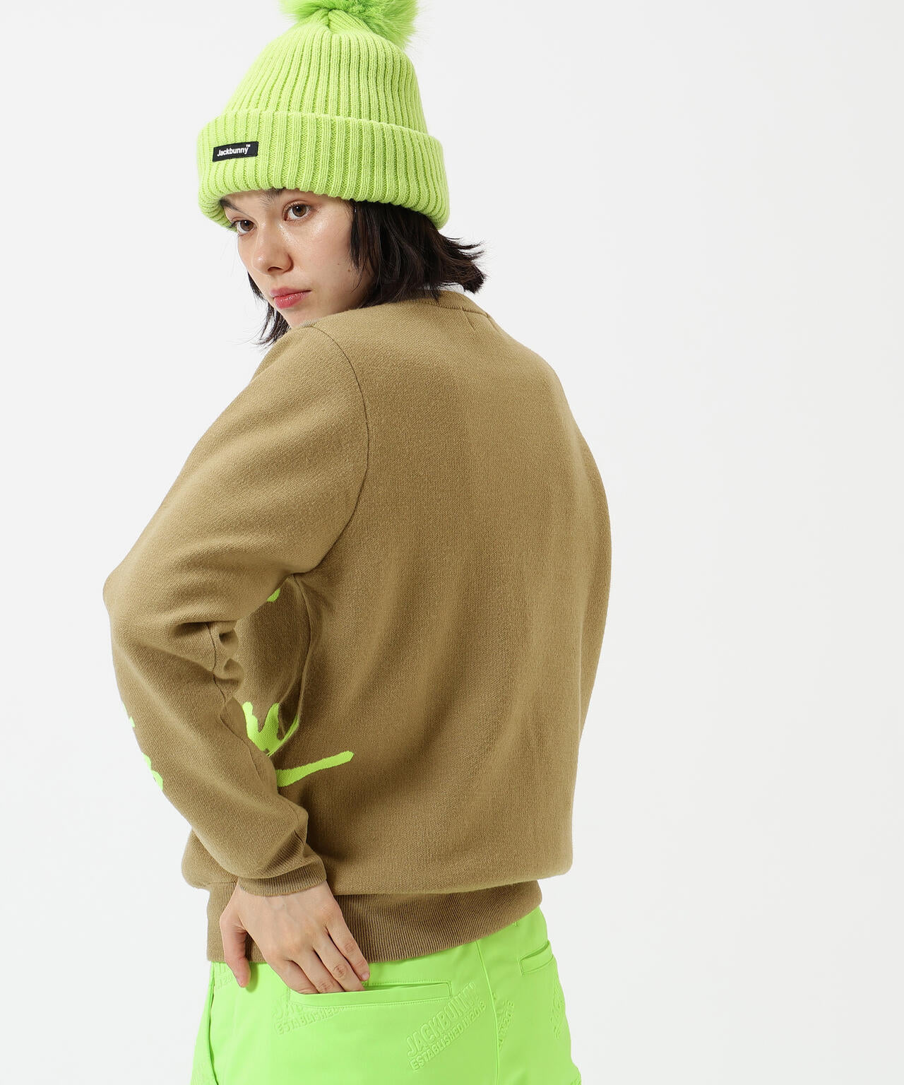 防風裏地付きクルーネックニットプルオーバー