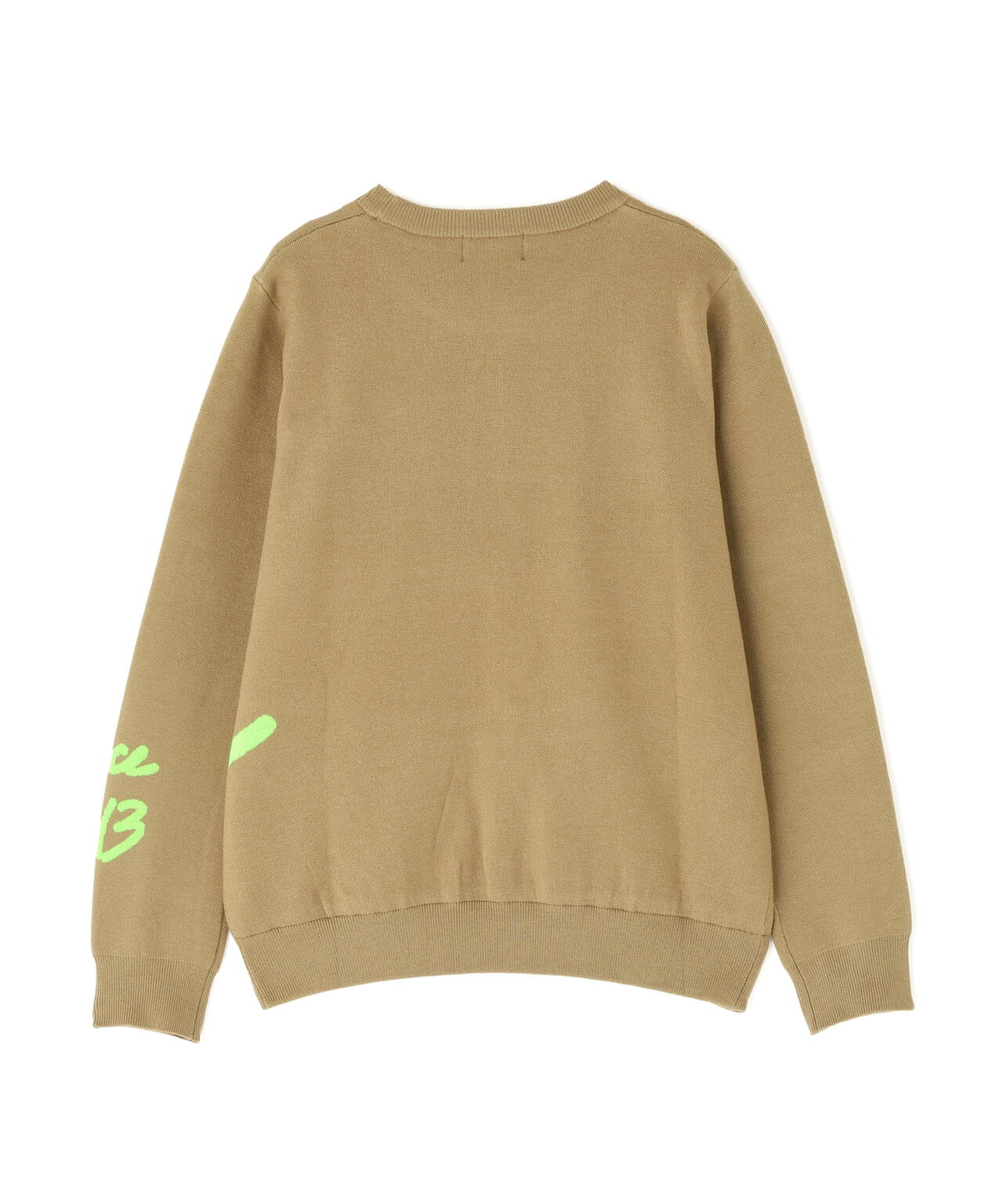 防風裏地付きクルーネックニットプルオーバー