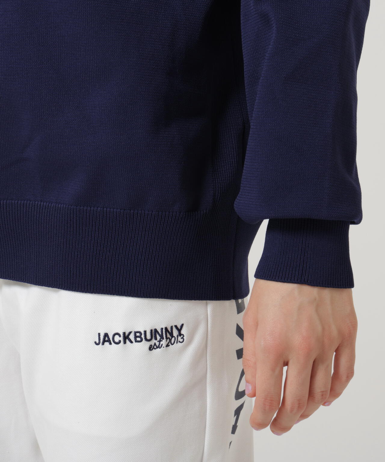 サイズ2 JACKBUNNY クルーネックセーター シャドーボーダーロゴクルーネックニットプルオーバー | Jack Bunny