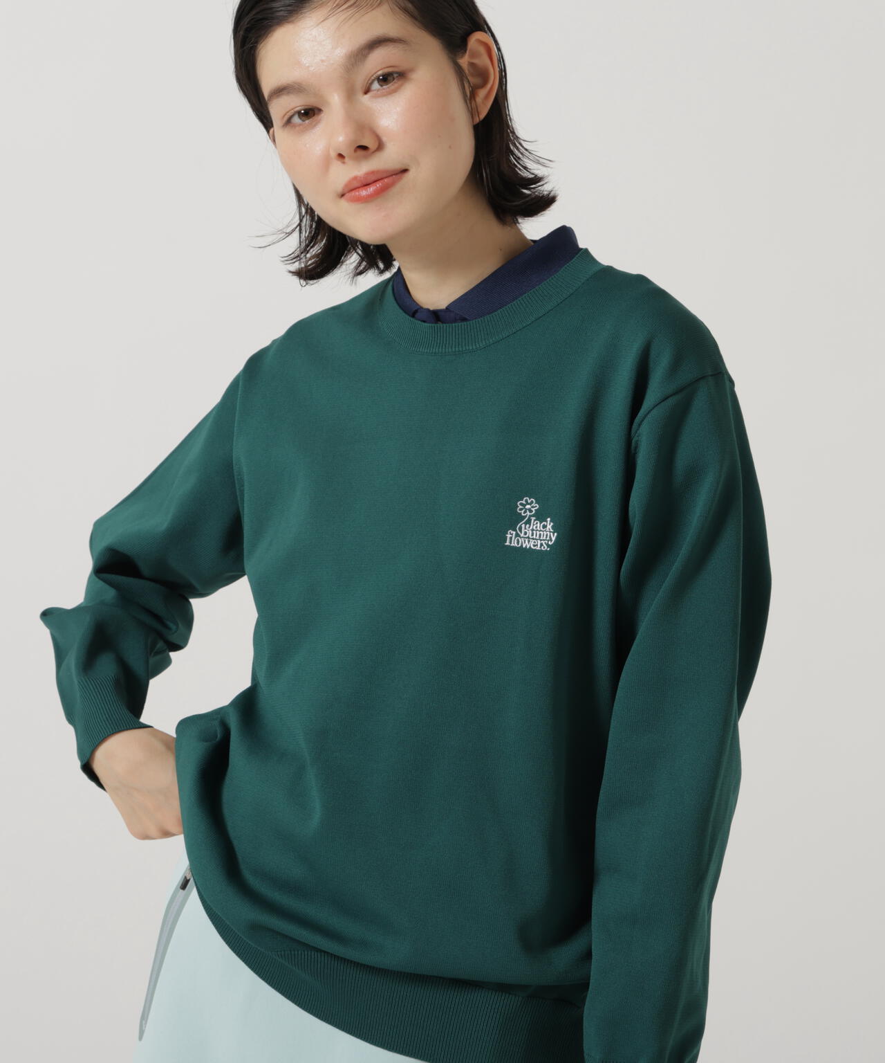 フラワージャガードクルーネックニットプルオーバー | Jack Bunny