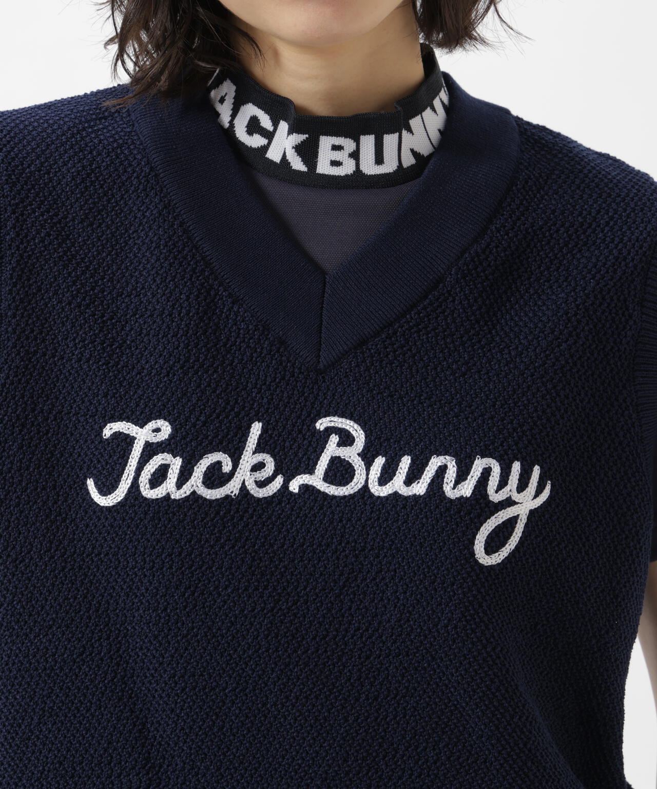 カノコ編みPEVネックニットベストプルオーバー | Jack Bunny