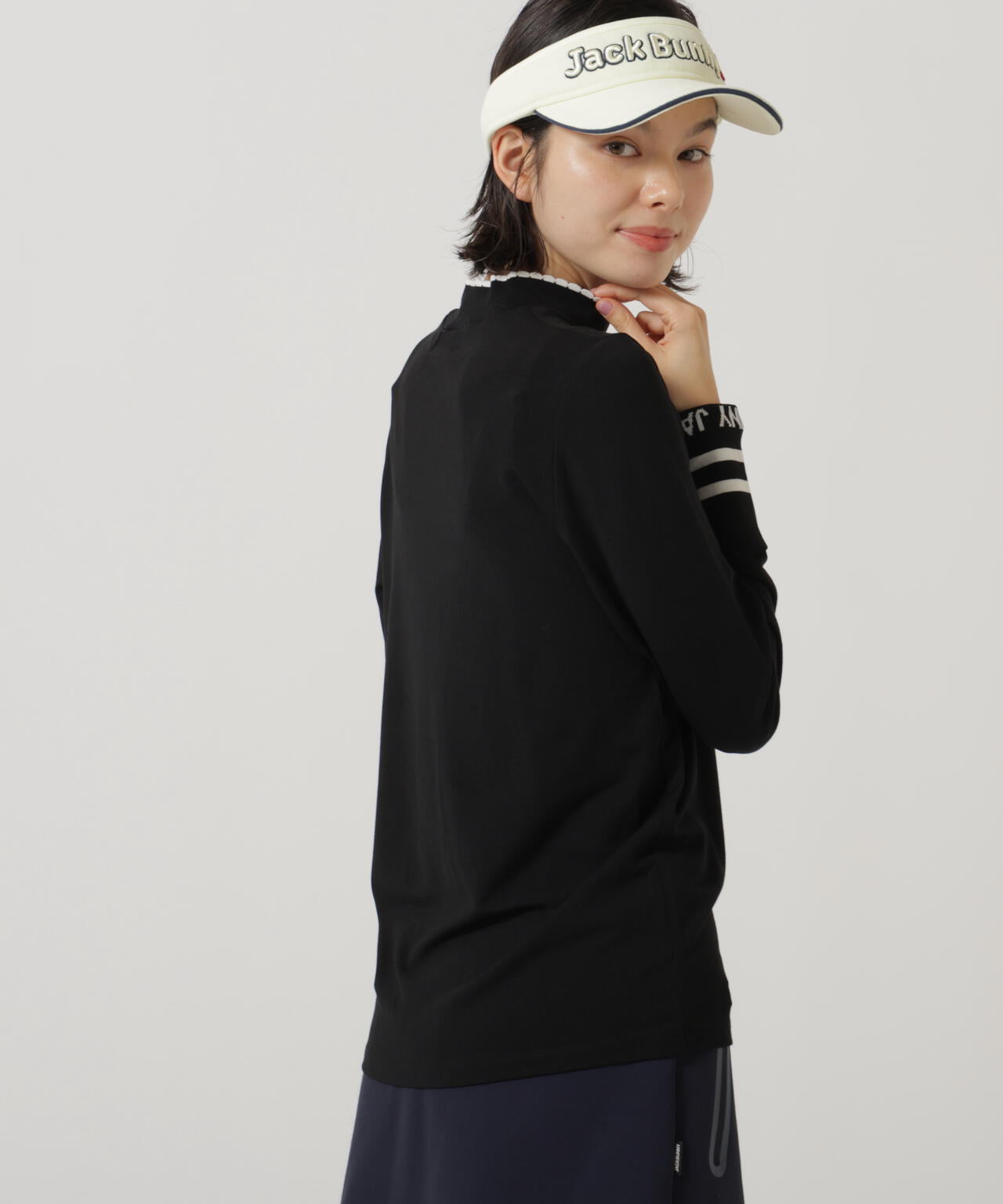 シルク混ハイゲージモックネックニットプルオーバー | Jack Bunny