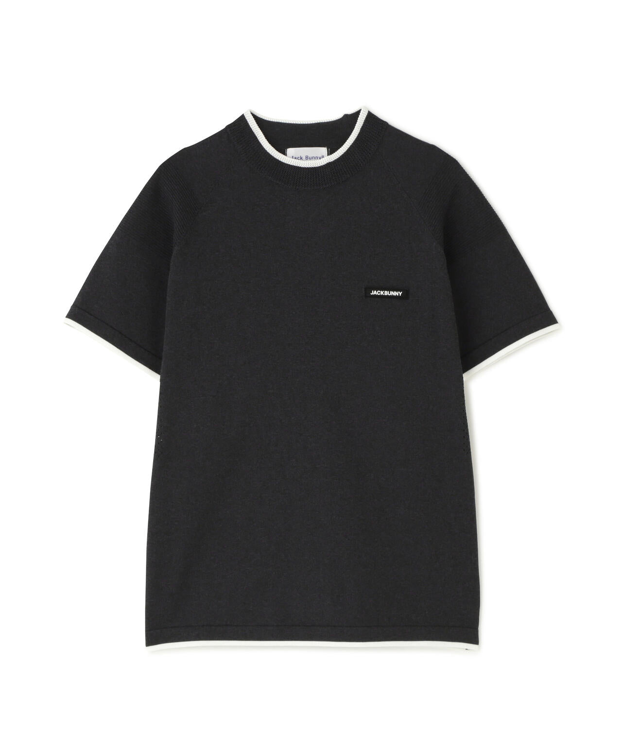 14G2P天竺度詰め半袖PEモックネックニットプルオーバー