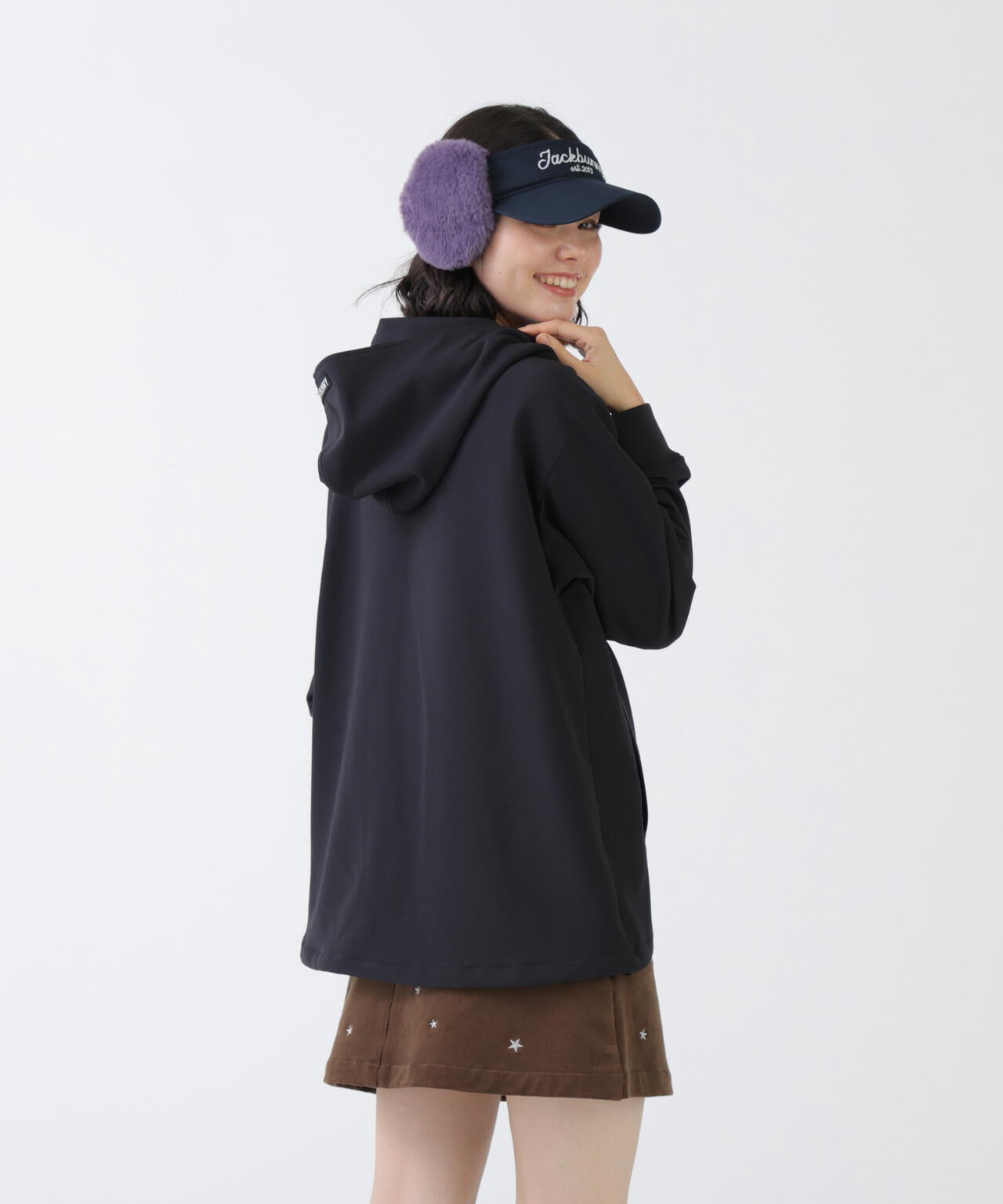 Jack Bunny!! フーディー ブラック　サイズ6 Beyoontexストレッチリップハーフジップフーディブルゾン (WOMENS