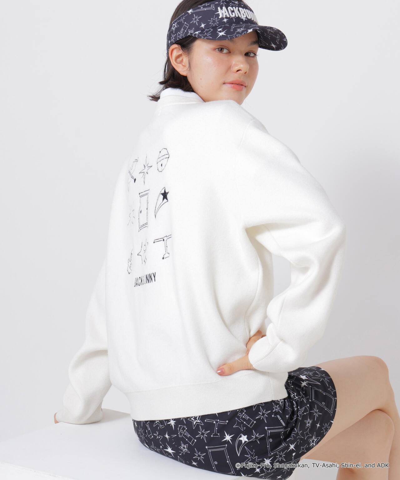 jack bunny クルーネックニット　ドラえもん　レディース ドラえもん] Starジャガードクルーネックニットプルオーバー (WOMENS