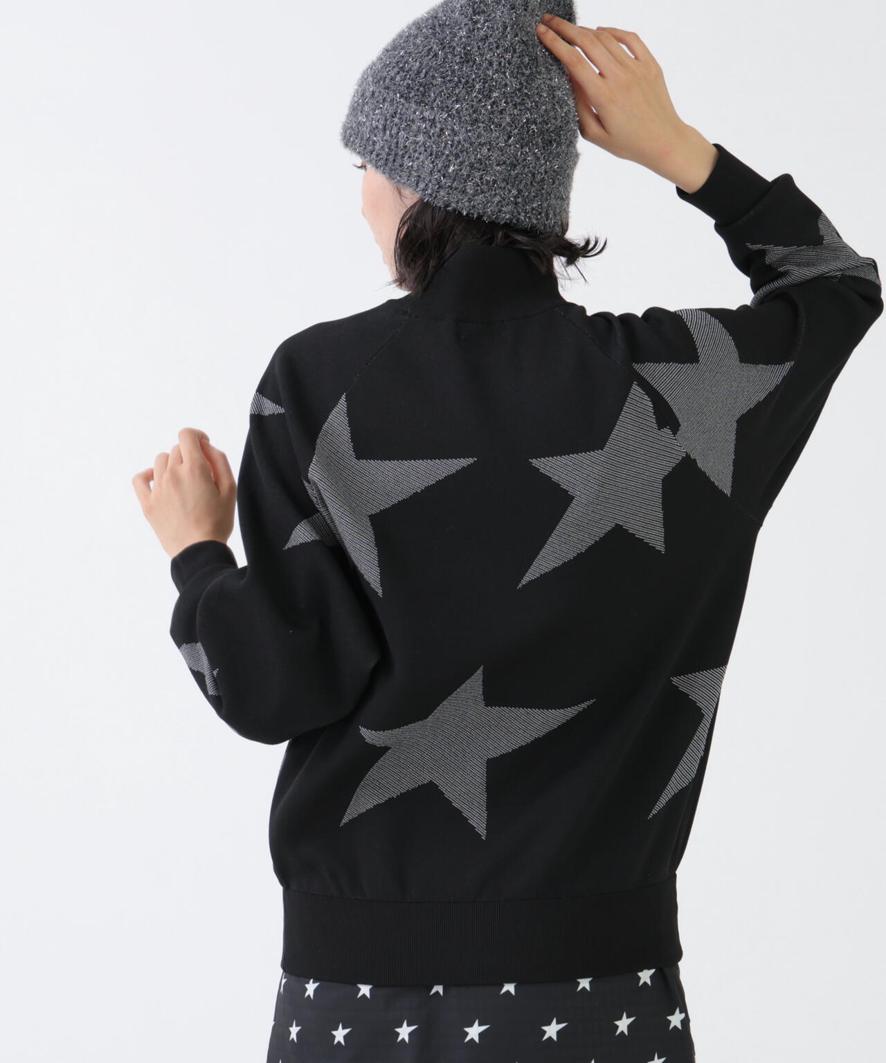イージーケアスタージャガードハイネックニットプルオーバー (WOMENS