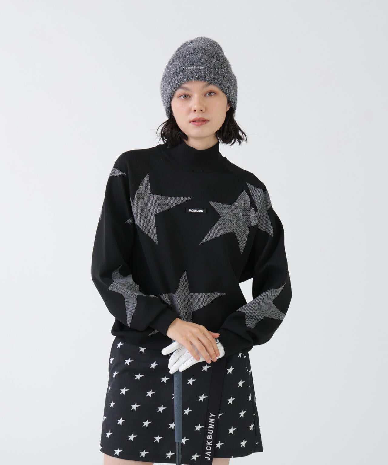 イージーケアスタージャガードハイネックニットプルオーバー (WOMENS