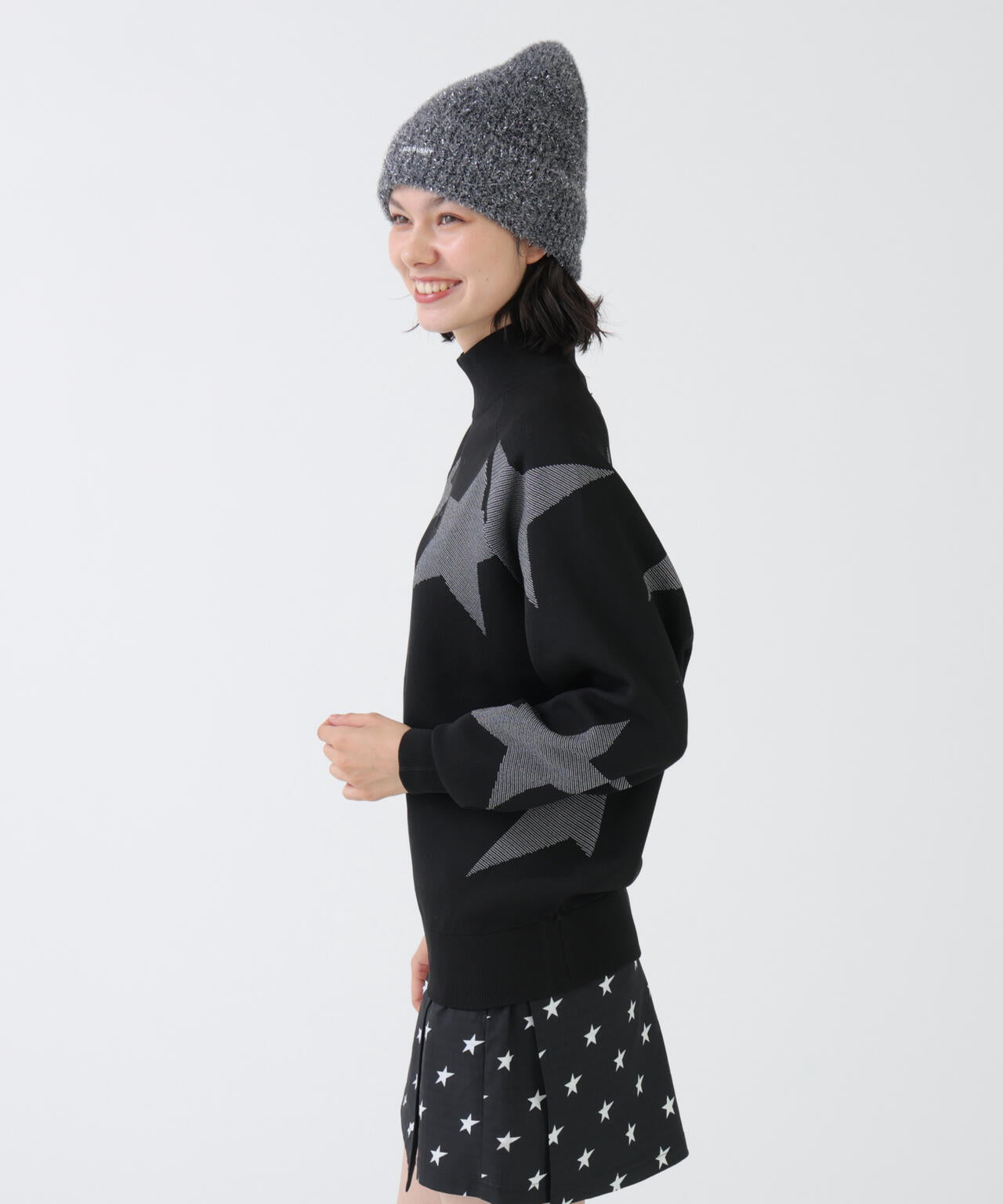 イージーケアスタージャガードハイネックニットプルオーバー (WOMENS