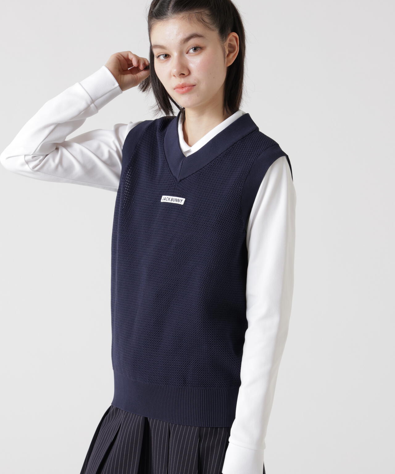 イージーケアキューブメッシュVネックニットベスト (WOMENS) | Jack