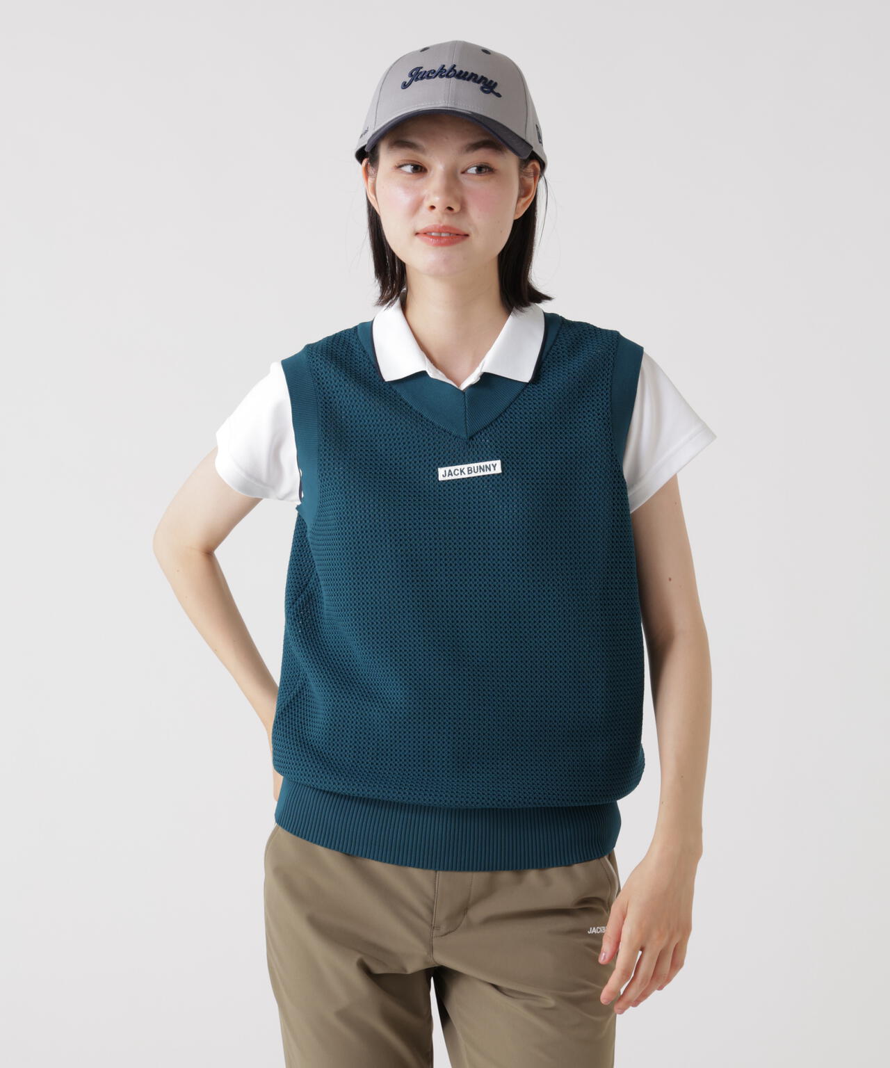 イージーケアキューブメッシュVネックニットベスト (WOMENS) | Jack
