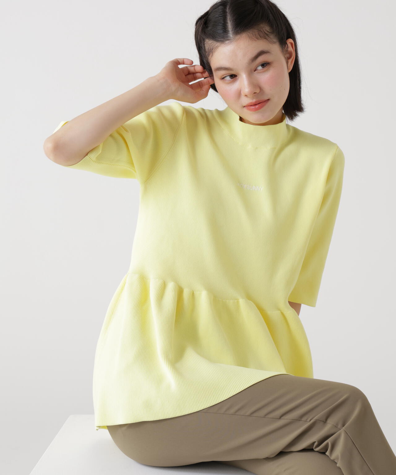 イージーケアフレア半袖モックネックニット (WOMENS) | Jack Bunny