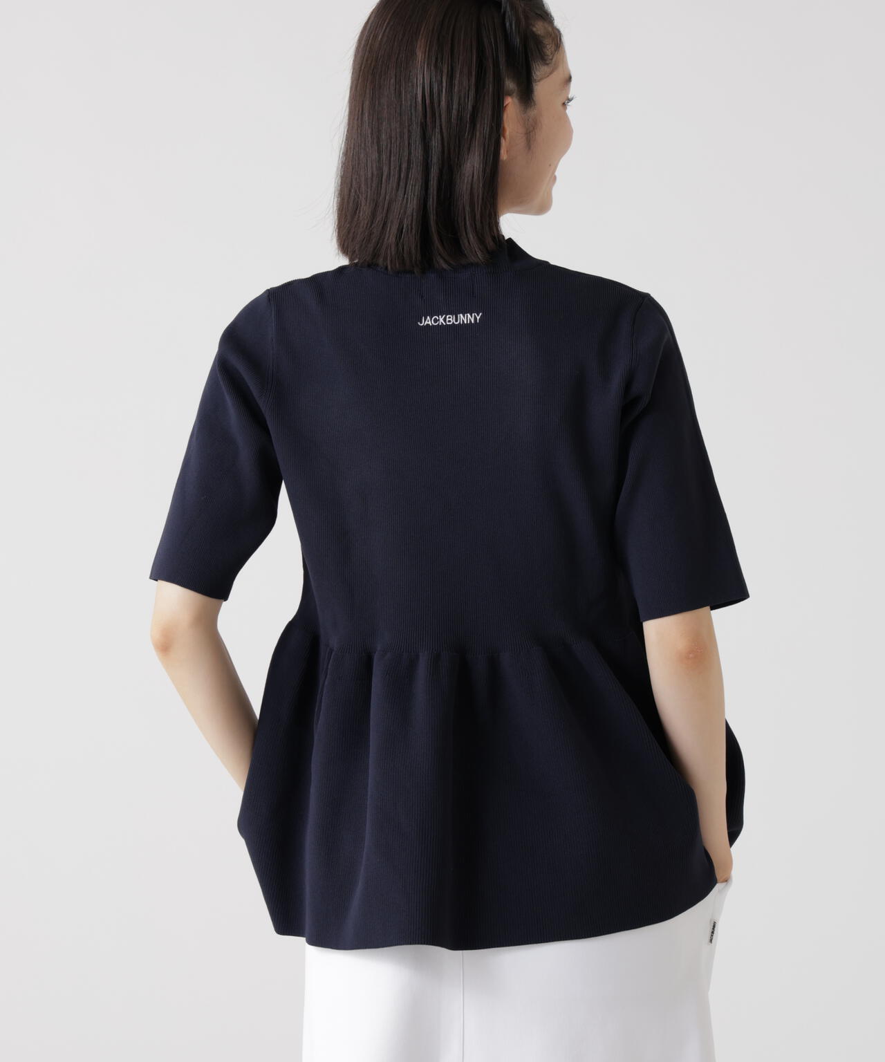 イージーケアフレア半袖モックネックニット (WOMENS) | Jack Bunny