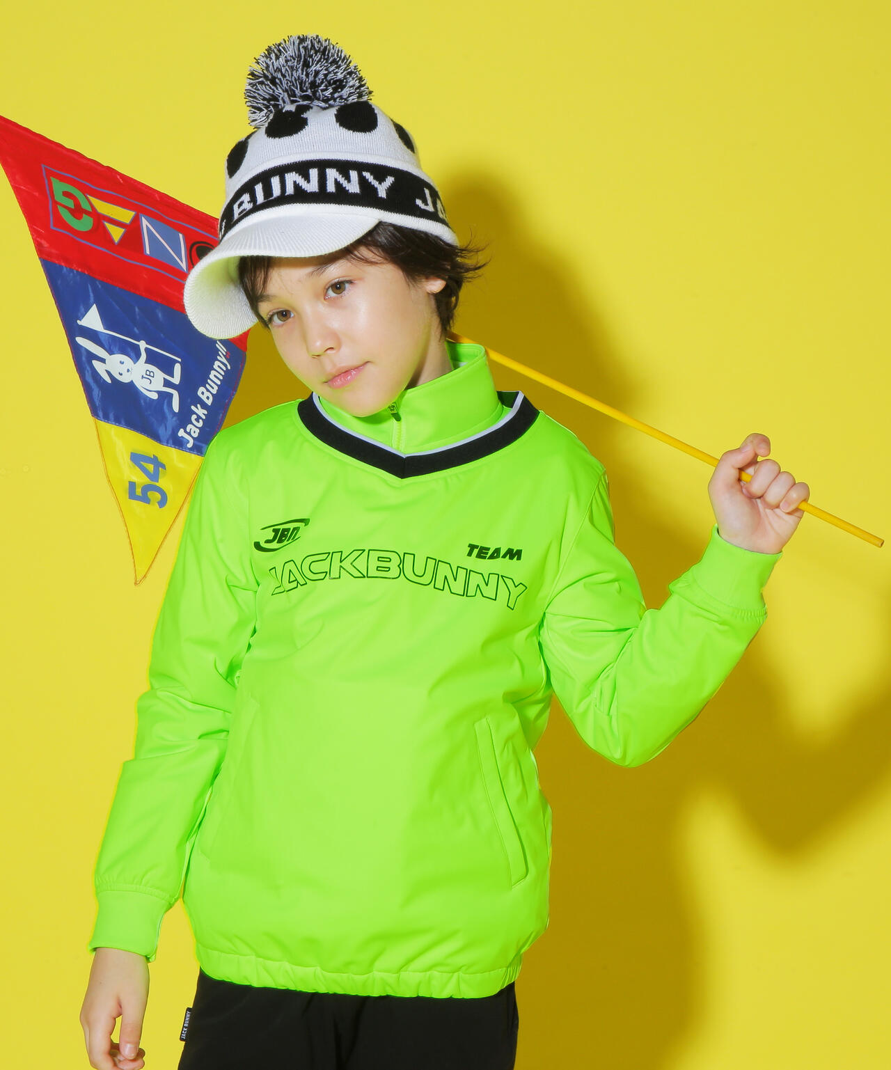 JACK BUNNY ライムグリーンジャケット ジャックバニー レインウェア上下セット（2WAYジャケット×パンツ