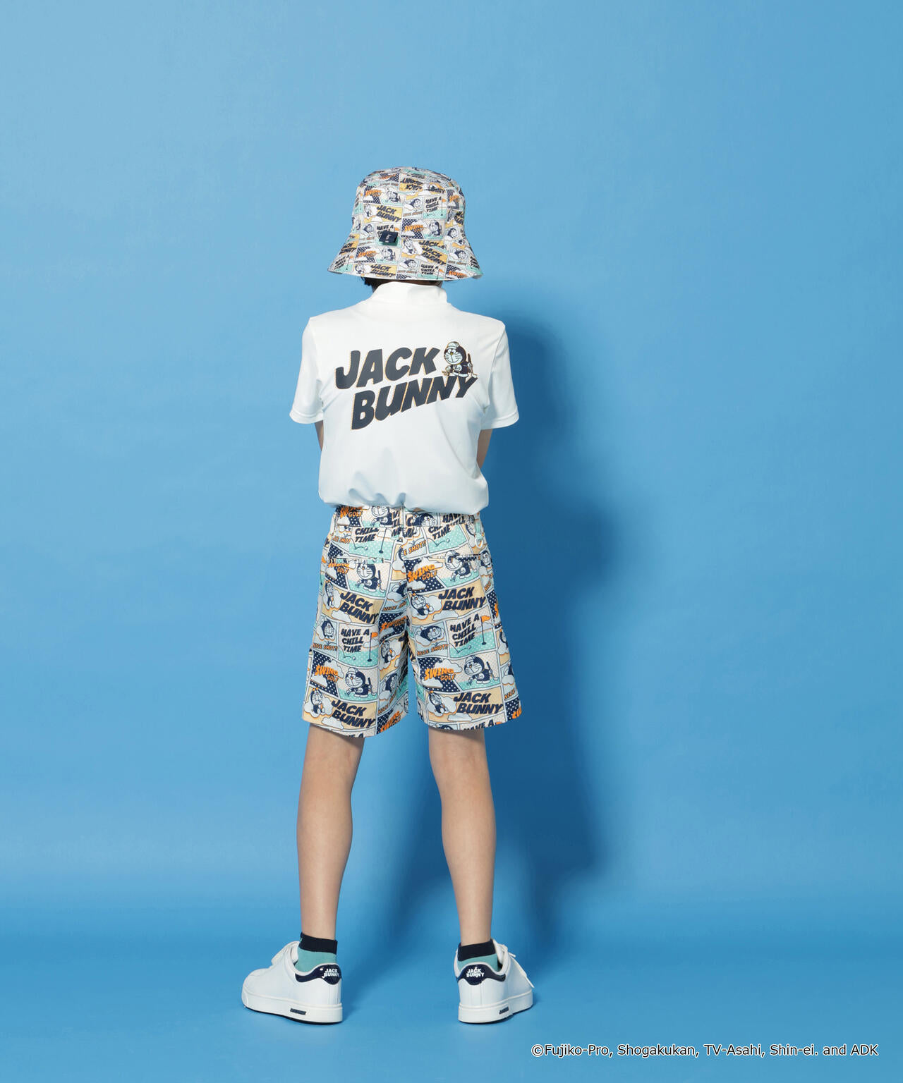 【藤子プロコラボ】ドラえもん柄ショートパンツ ドラえもん】ストレッチミニリップ総柄ショートパンツ (ジュニア