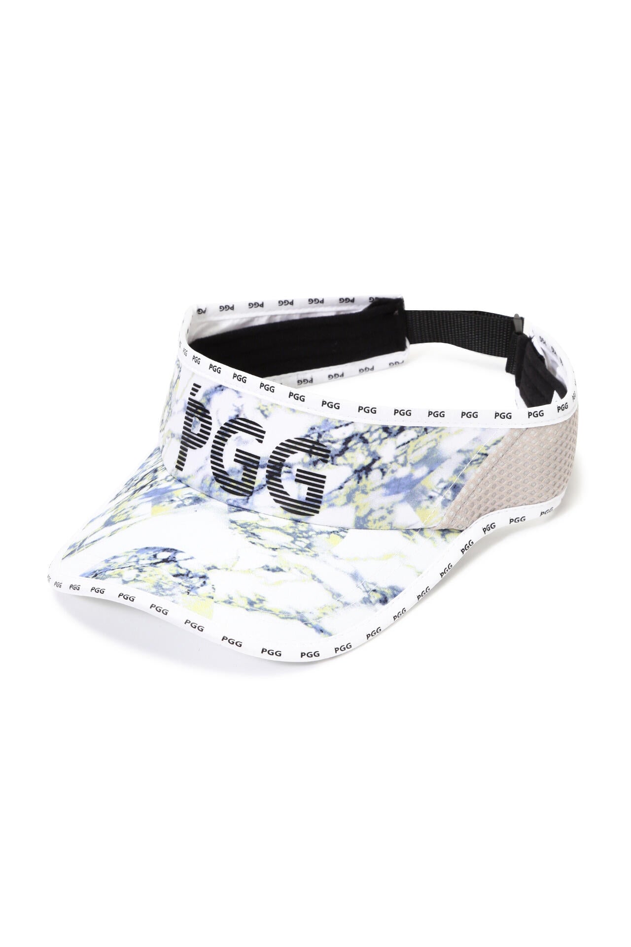 PGG】SUNWELLバイザー ＜マーブル・ロゴ総柄＞ (UNISEX) | PEARLY