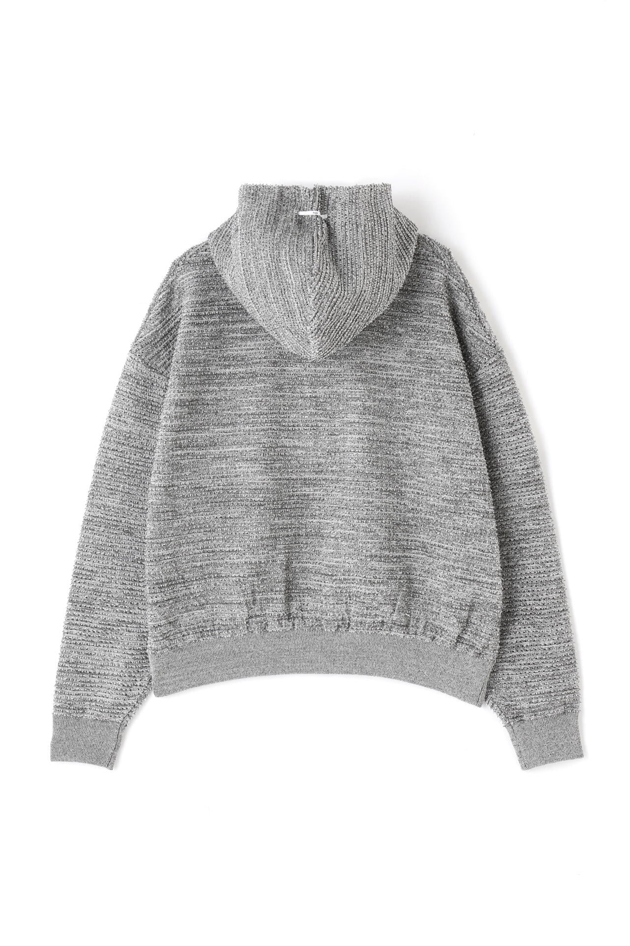 PGG】ポリエステルヤーン パイルアミ フルジップフーディ ＜杢グレー