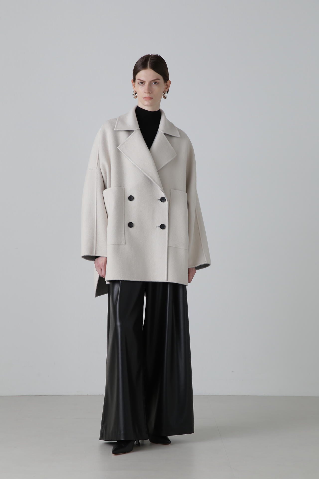 極美品★ADORE★カシミヤ★2TONEリバーフード付きロングコート カシミヤ混2TONEリバーコート | ADORE（アドーア