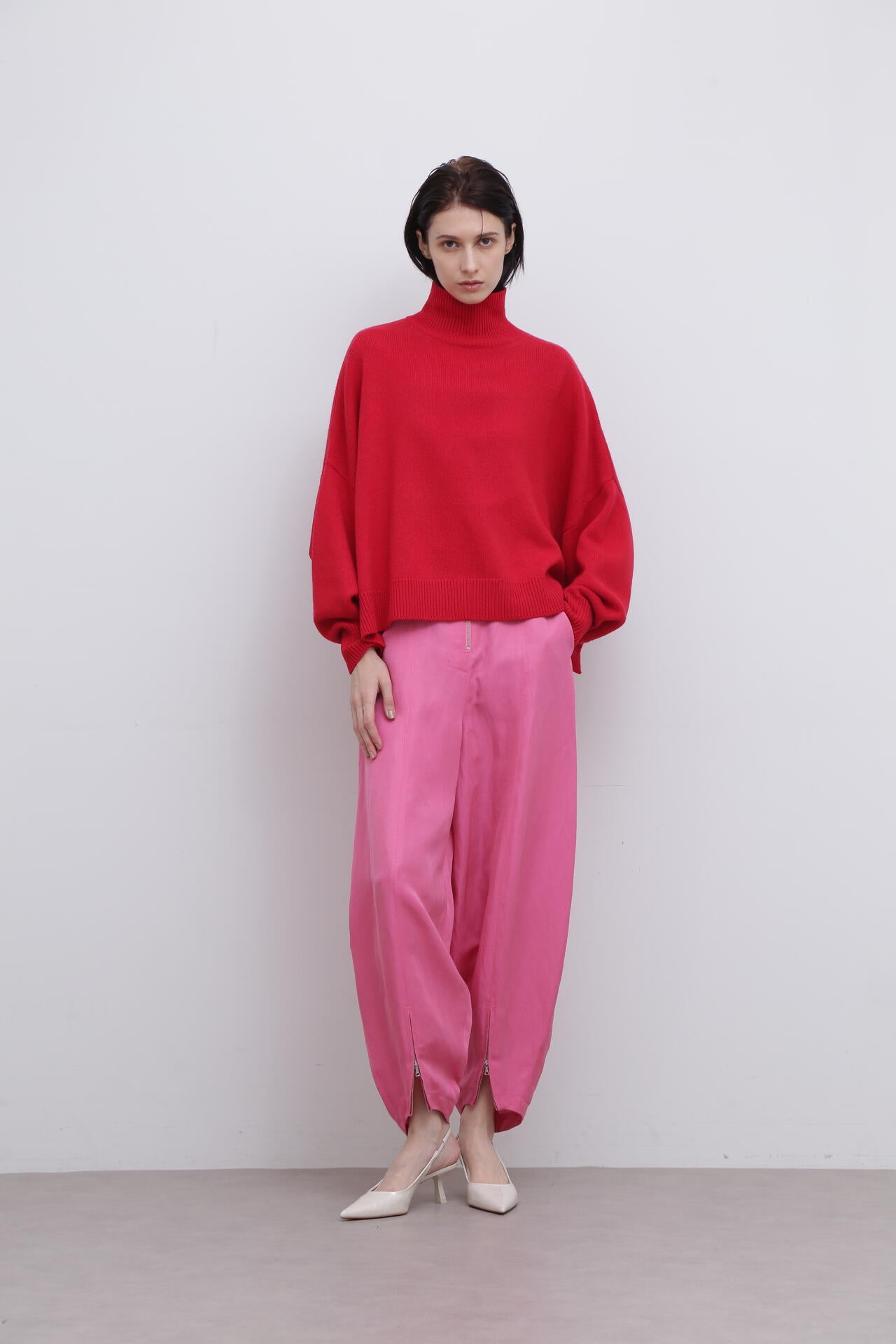 アドーア　カシミヤ　ウール　ノーカラー　ジャケット　コート ピュアカシミヤノーカラーコート（5314252905