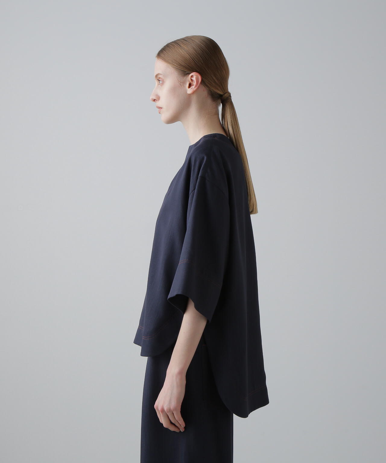 スラブデニムブラウス