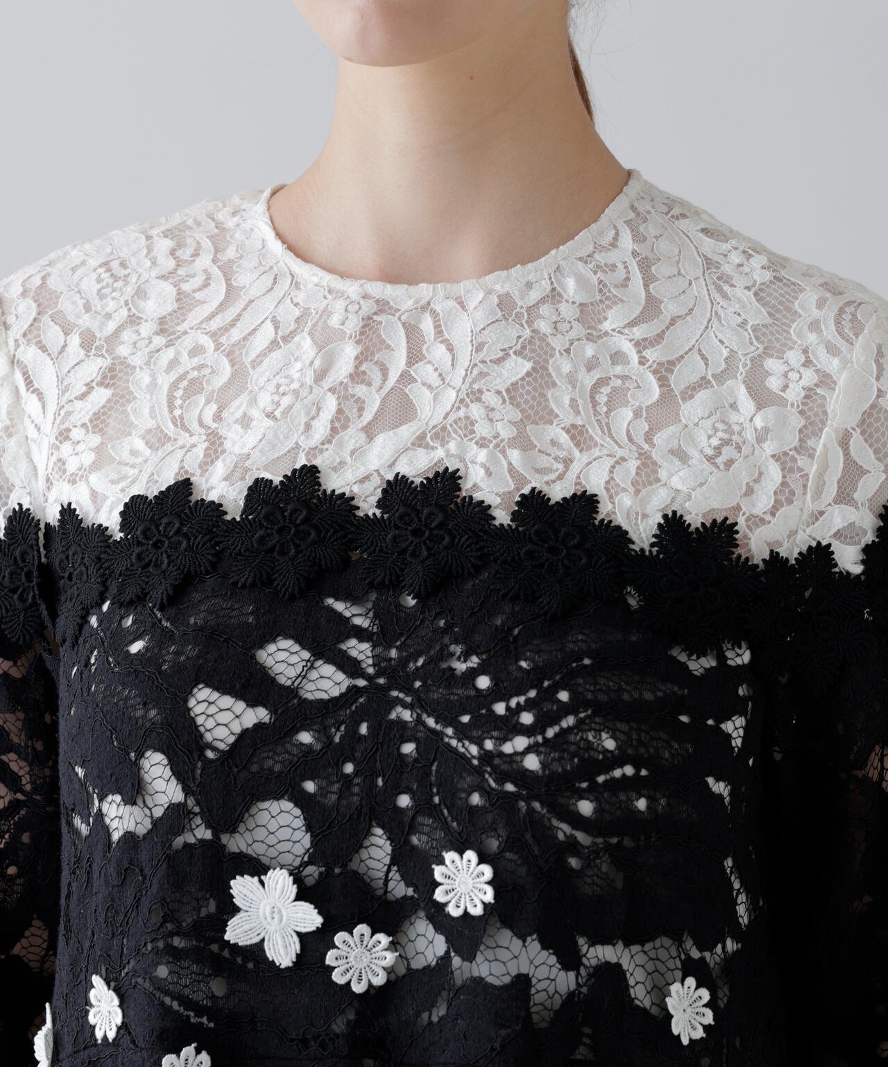 ＜BLACK LABEL＞バイカラーレースブラウス