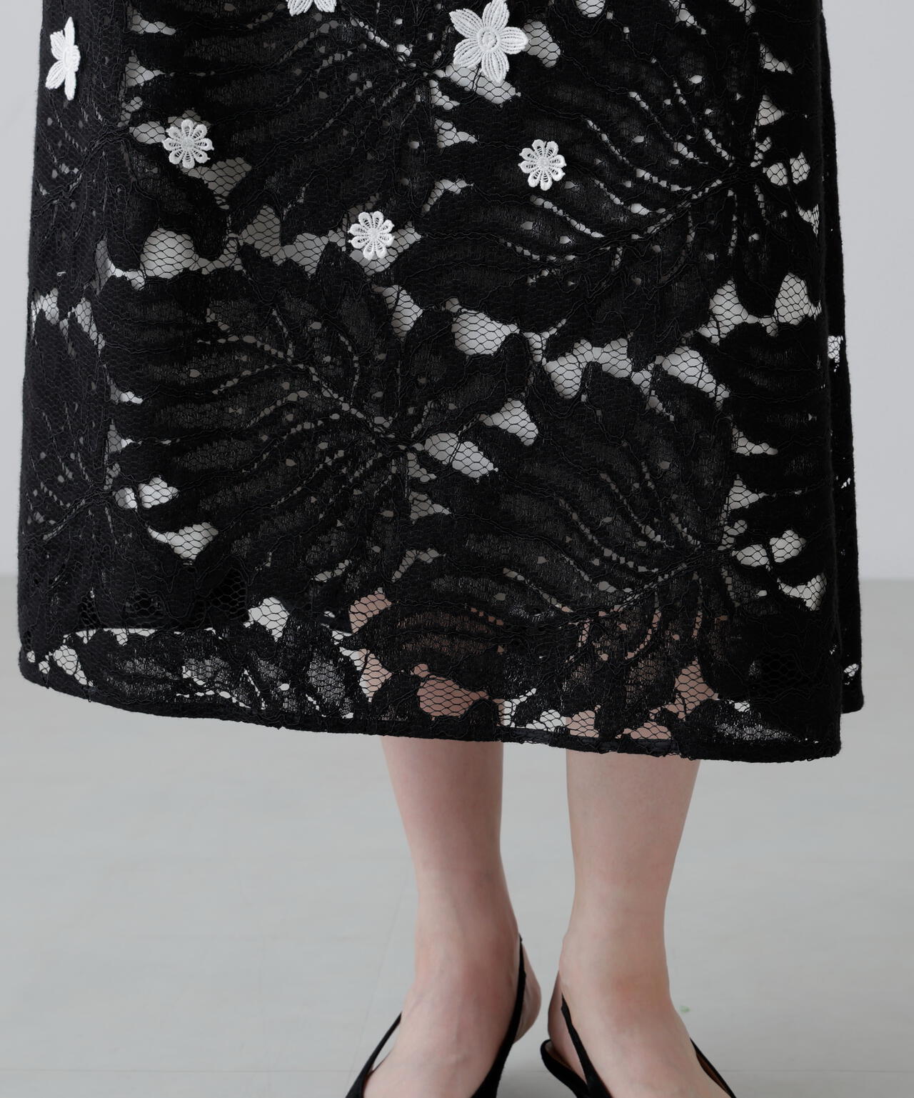 ＜BLACK LABEL＞バイカラーレーススカート